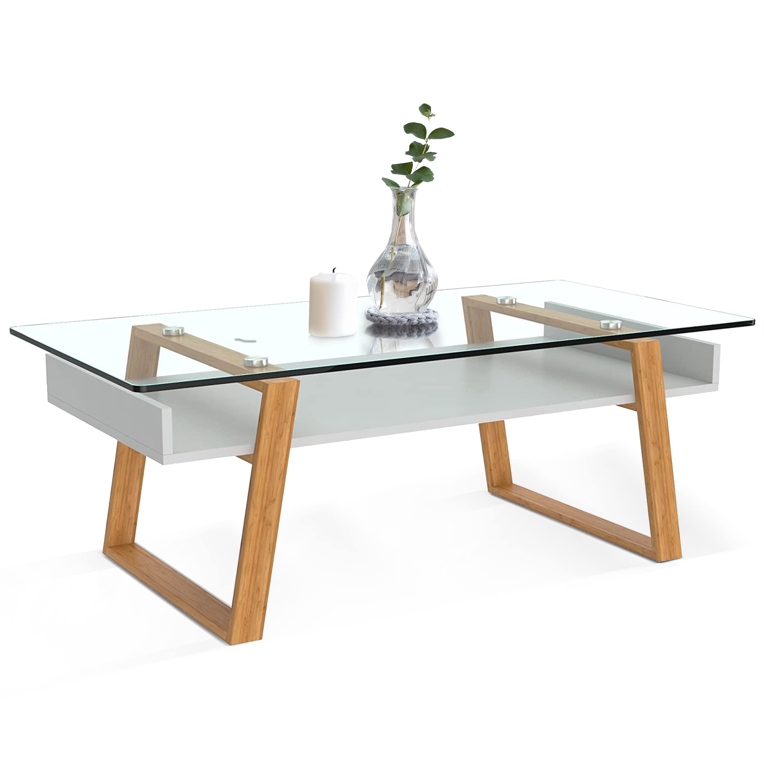 bonVIVO Donatella Scrivania Piccola Bianco H 40 cm Vetro