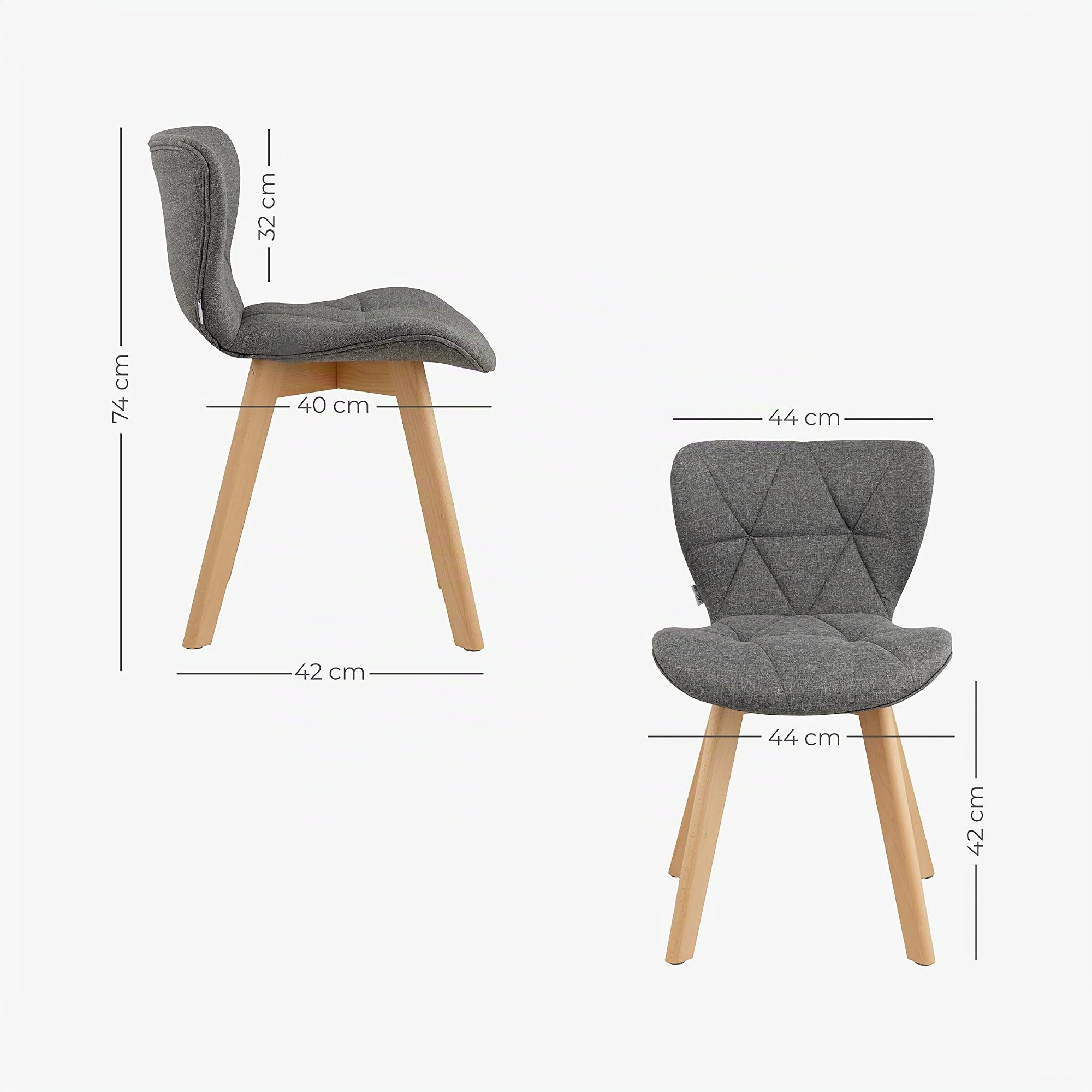 Baroni Home sedia grigia 1 pezzo gambe legno