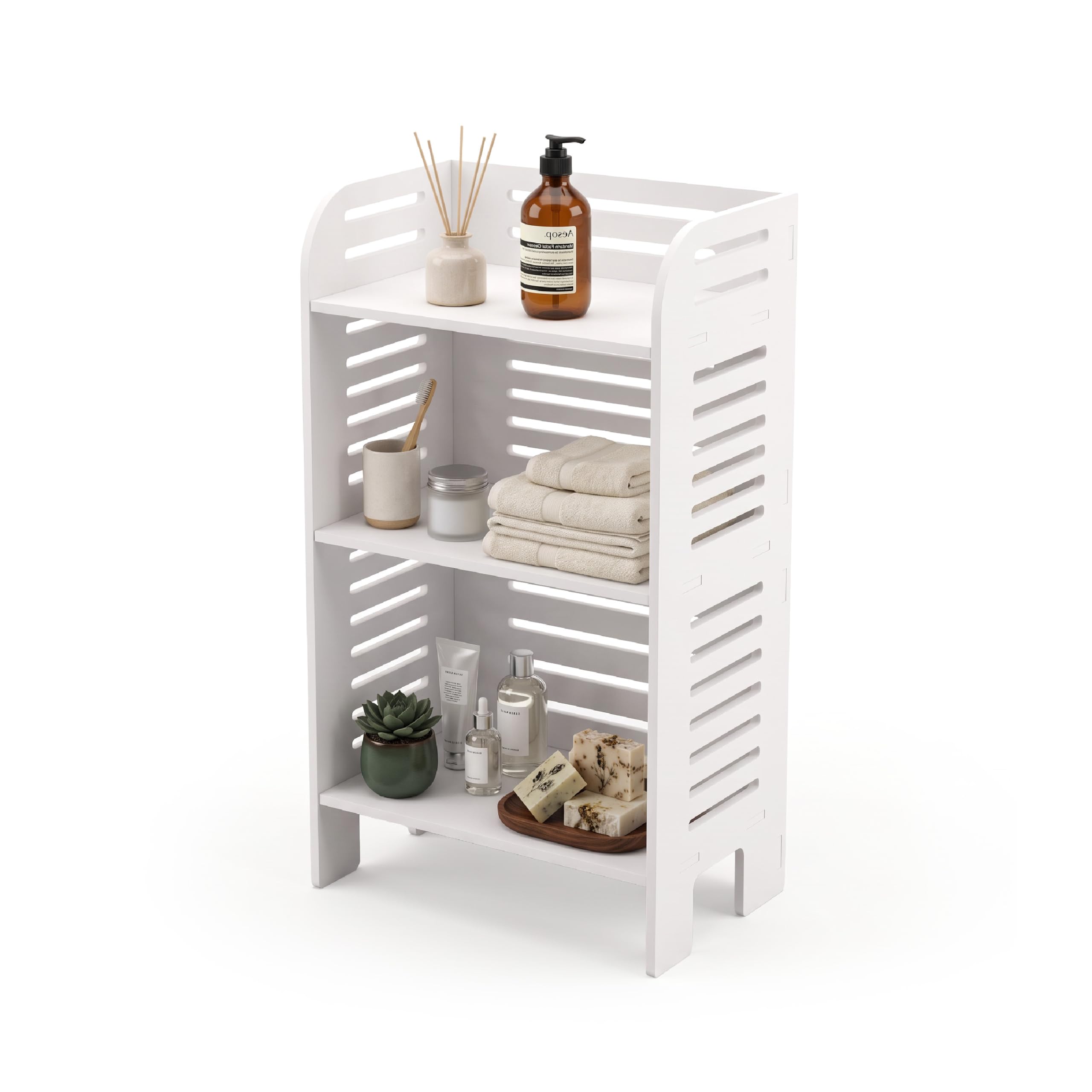 Baroni Home Mobiletto Bagno 2 Ante Alte 3 Ripiani 45x25x90 cm