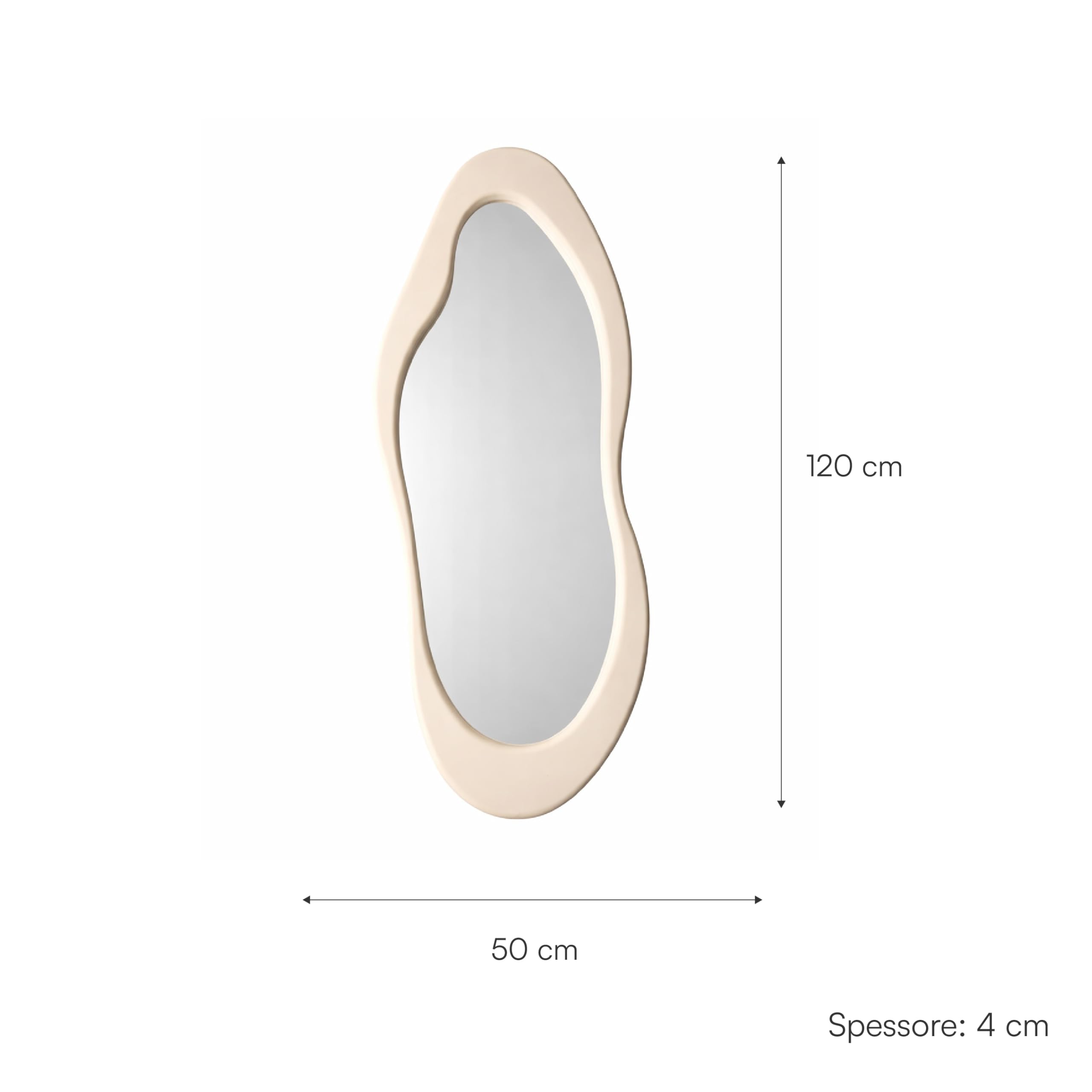 Baroni Home Specchio da parete ondulato bianco 50x120 cm