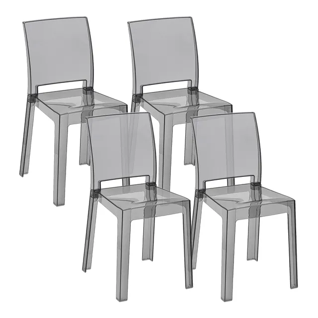 Baroni Home Sedie Policarbonato Smoke 36x81x43 cm Set 4 Pezzi
