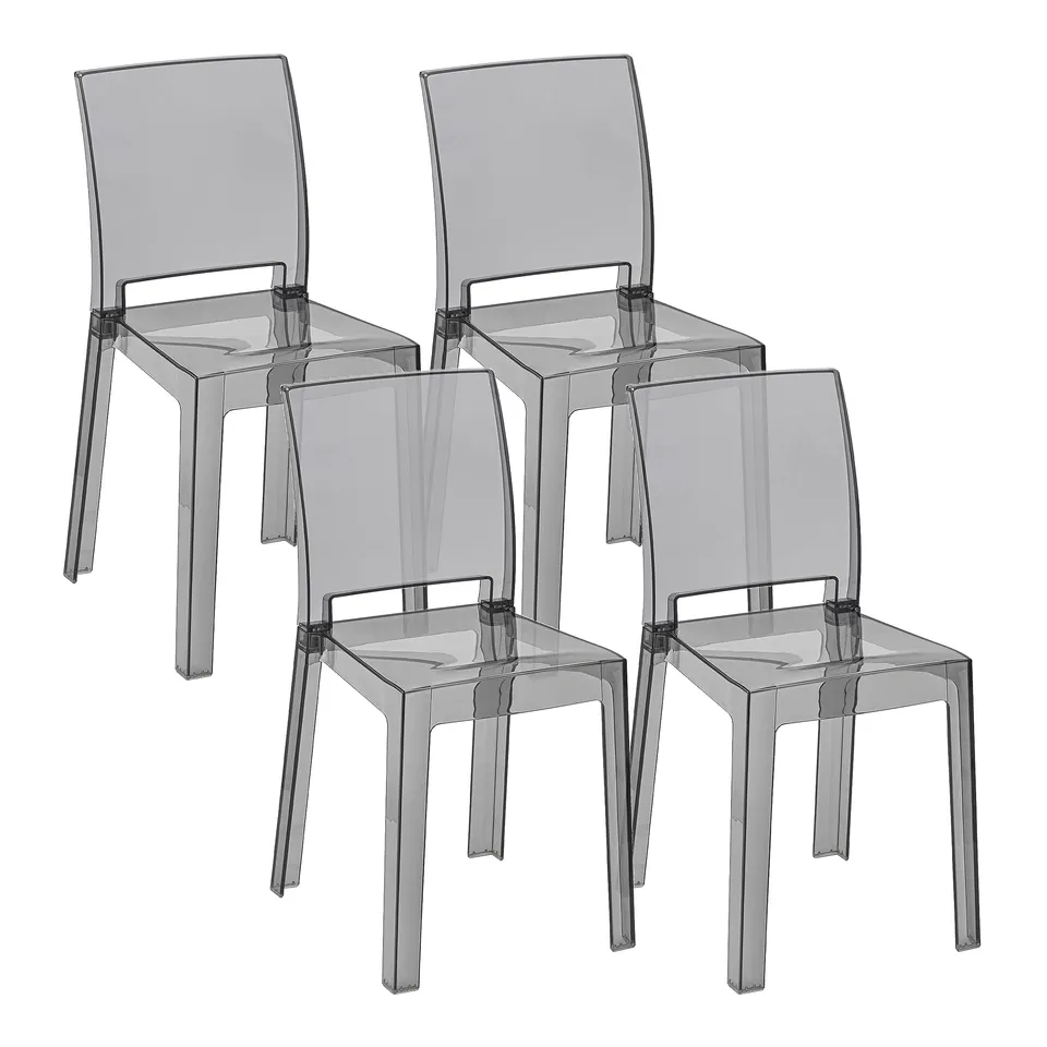 Baroni Home Sedie Policarbonato Smoke 36x81x43 cm Set 4 Pezzi