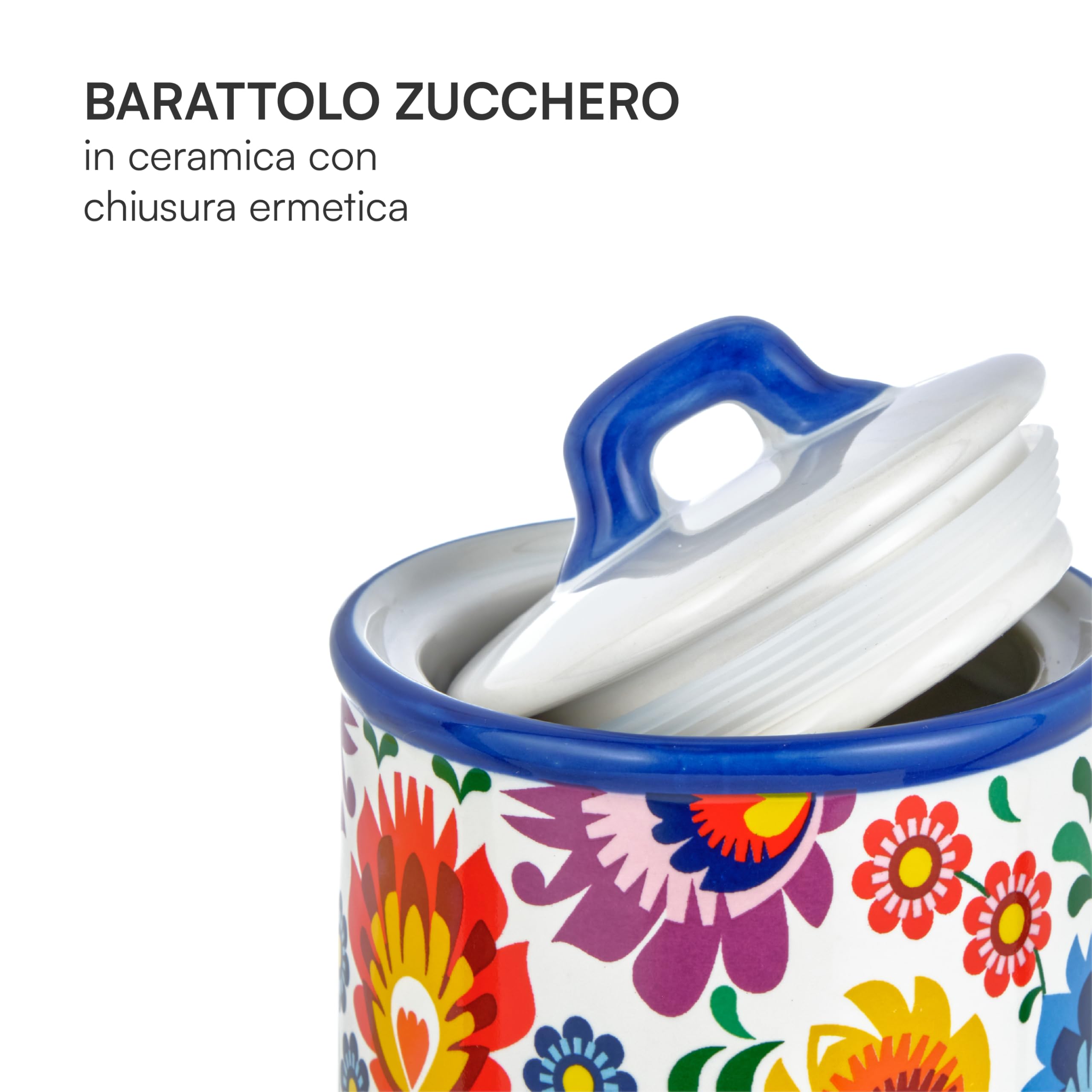Baroni Home Flora zuccheriera ceramica 17 cm con coperchio