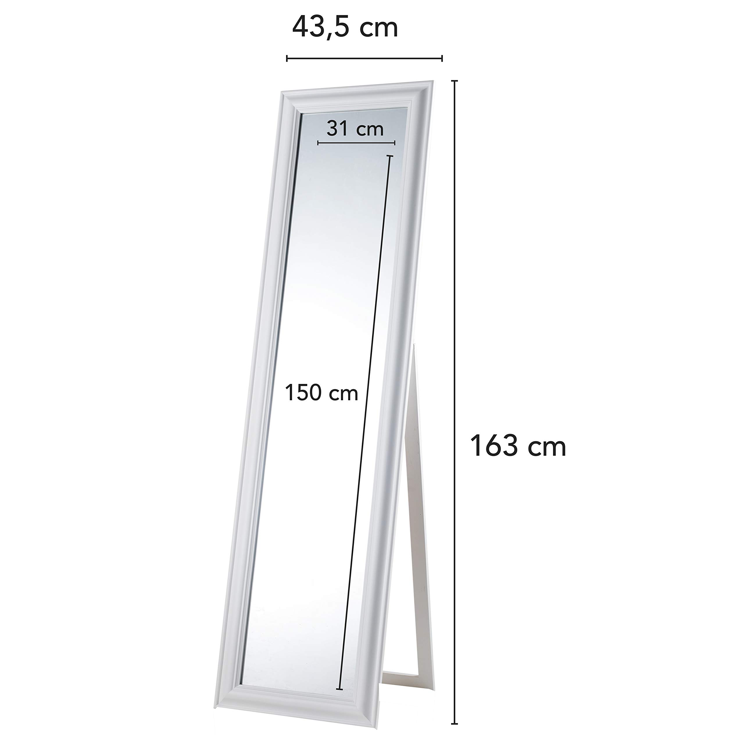 Baroni Home Specchio da Terra Bianco 43x163 cm Inclinabile