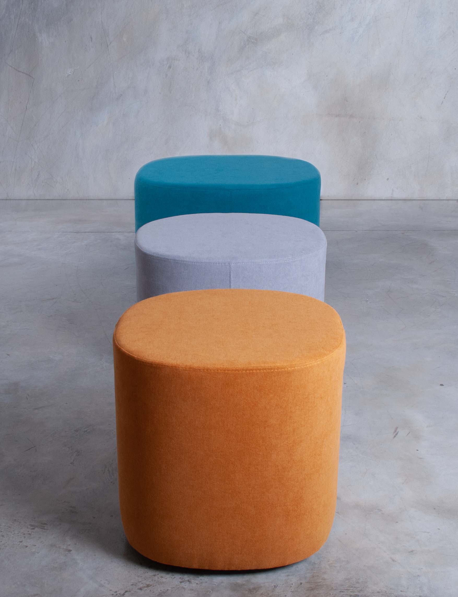Spouf Job pouf rotondo tessuto ecopelle