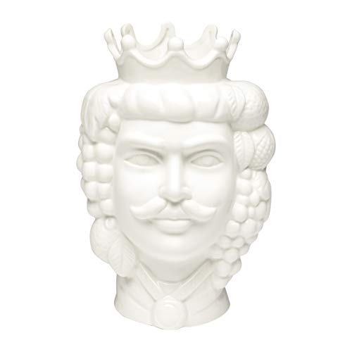 Baroni Home Testa di Moro Re Bianco in Ceramica 14x14x22 cm