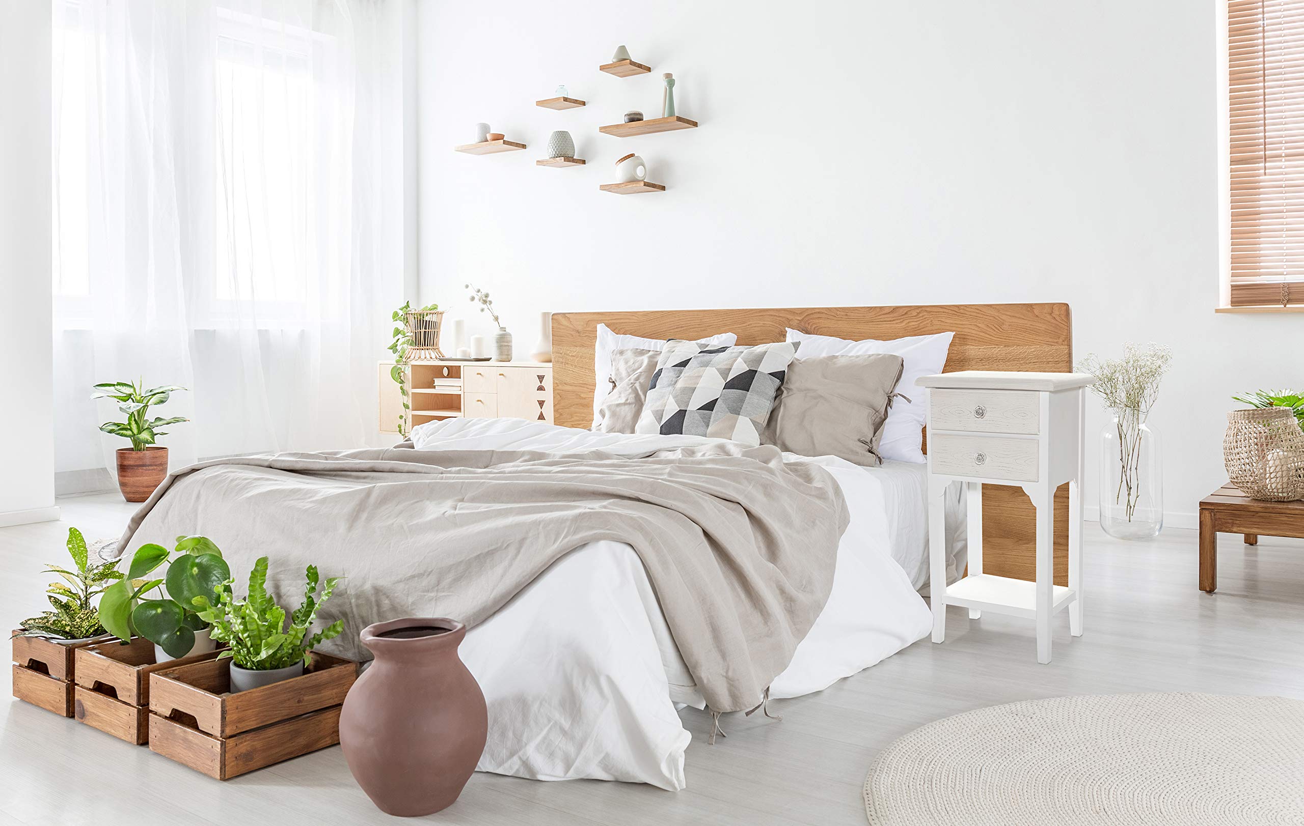 Baroni Home Montemaggi comodino 2 cassetti bianco 37x26x70
