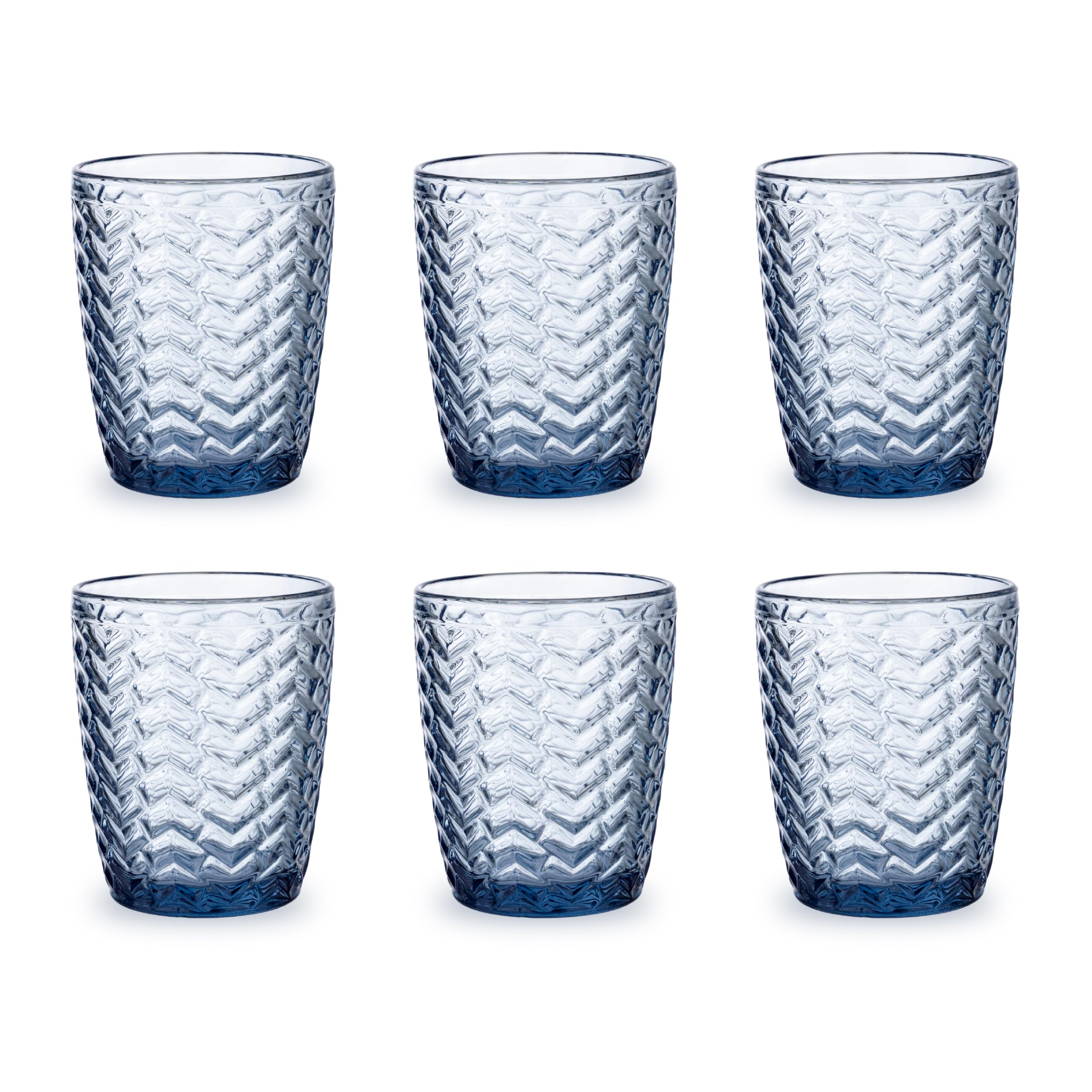 Baroni Home Wave Set 6 Bicchieri Vetro Blu 30 CL Righe