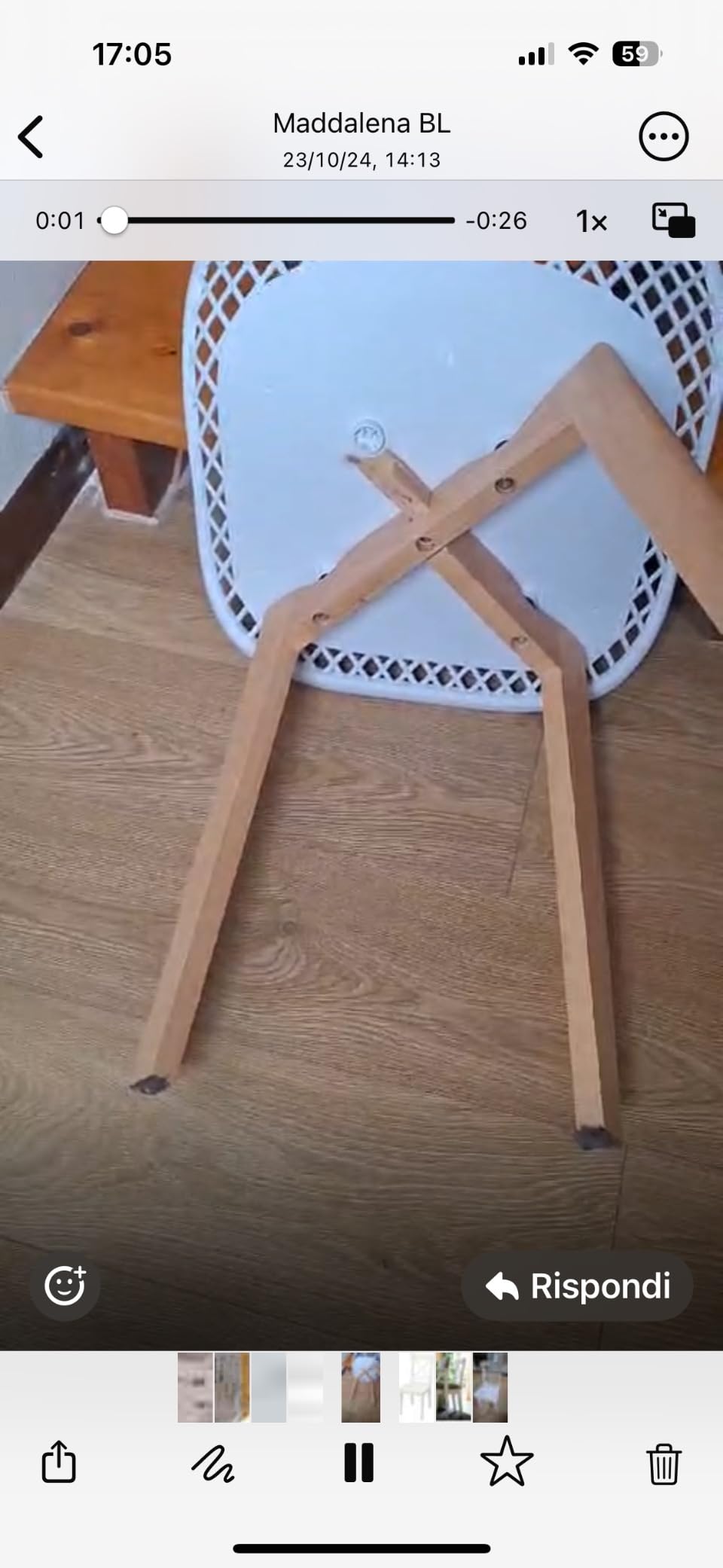 Baroni Home Sedia Moderna Bianca Gambe Legno 4 Pezzi