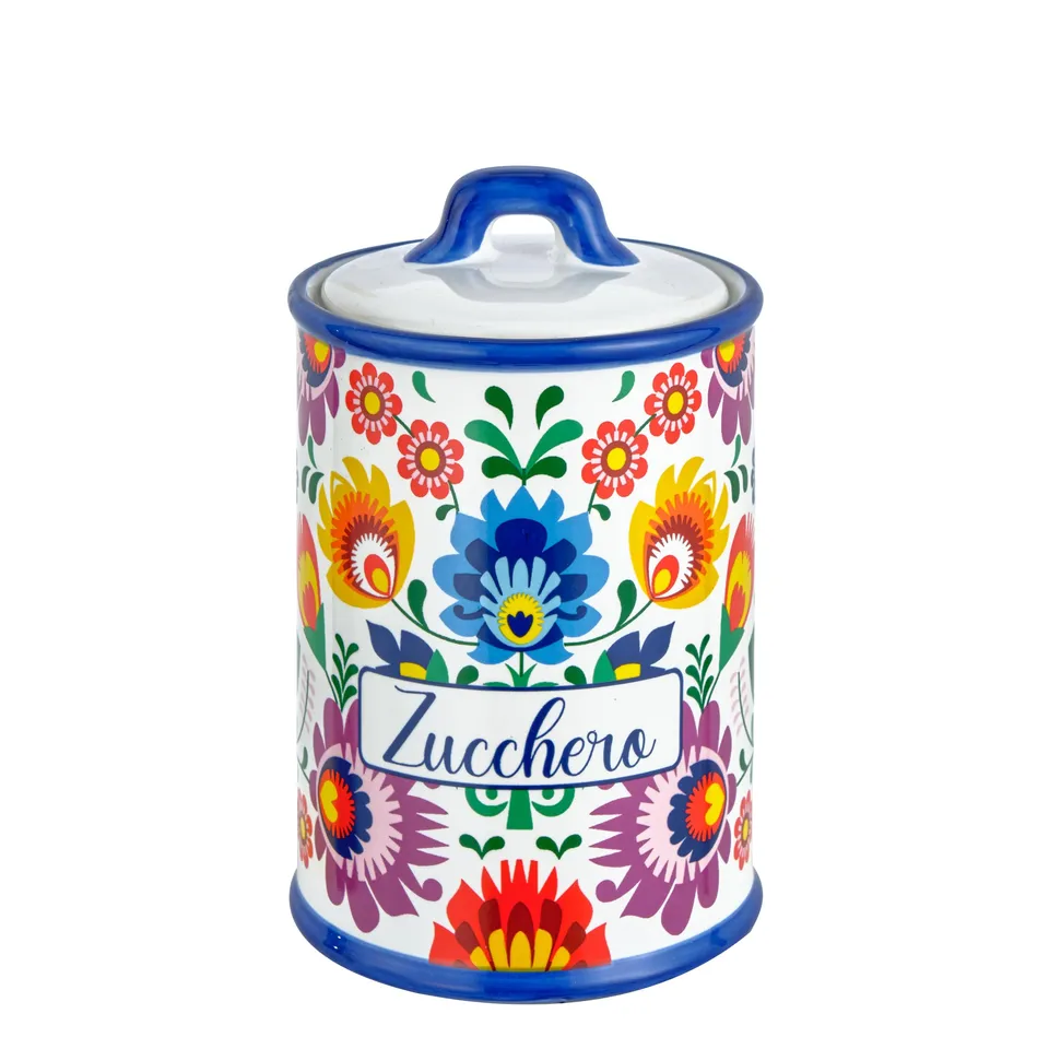 Baroni Home Flora zuccheriera ceramica 17 cm con coperchio