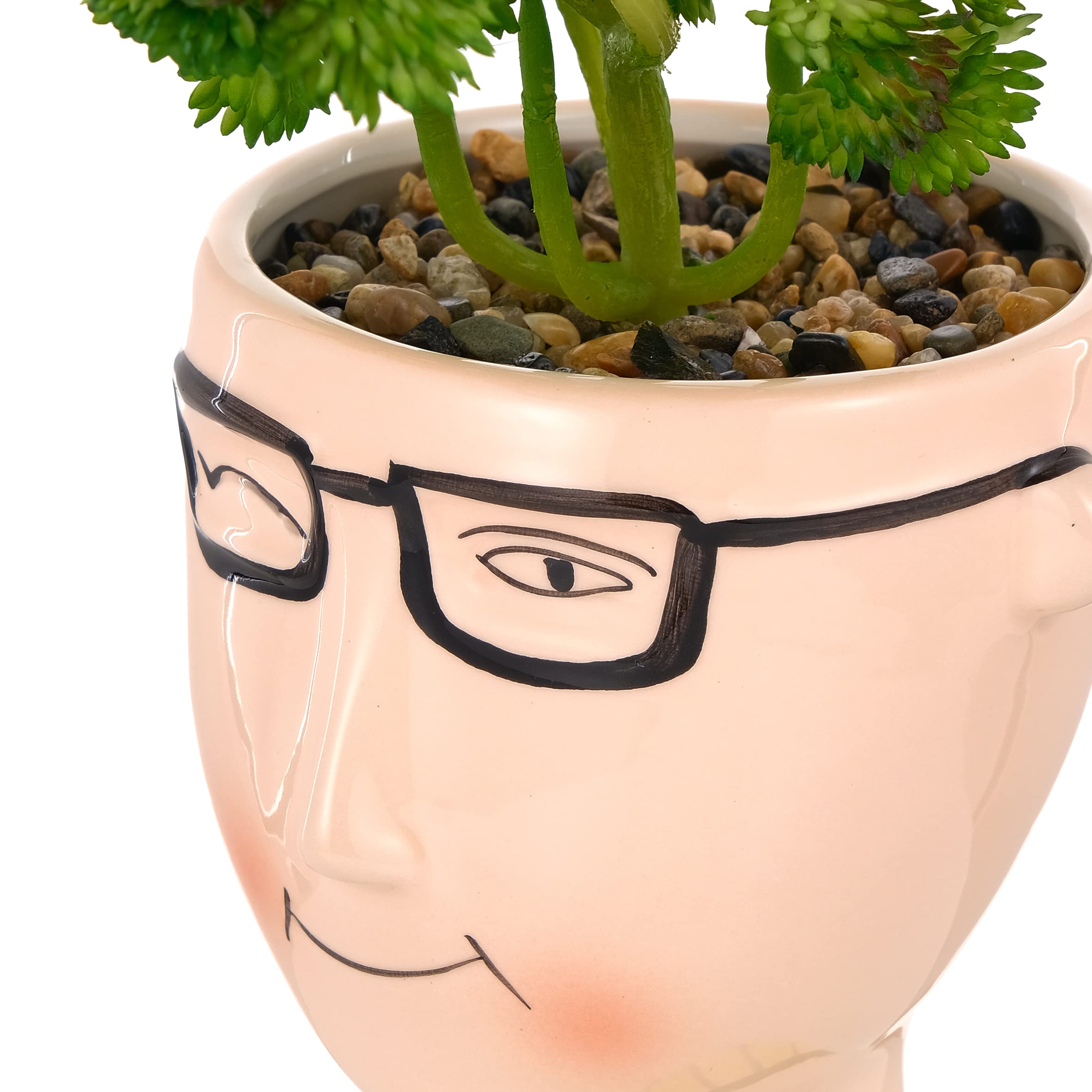 Baroni Home Vaso Testa in Ceramica Boy 11x13x27 cm Pianta