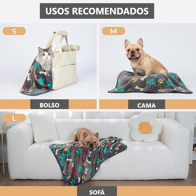PetPlus coperta per cani grigia morbida con stampa