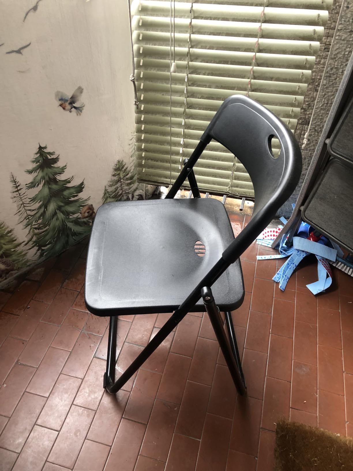 Baroni Home Sedia Pieghevole Acciaio Nera 74x43x49 cm