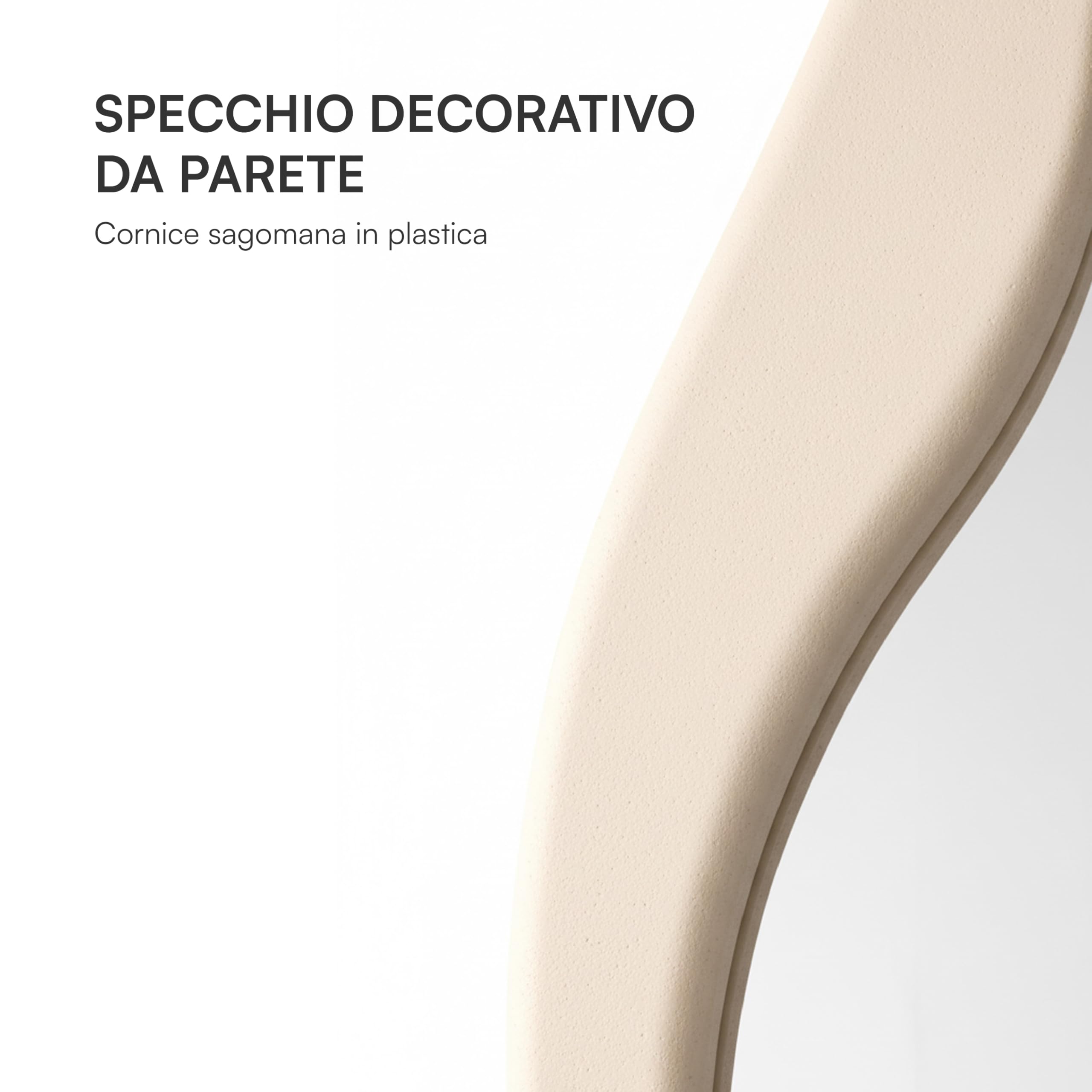 Baroni Home Specchio da parete ondulato bianco 50x120 cm
