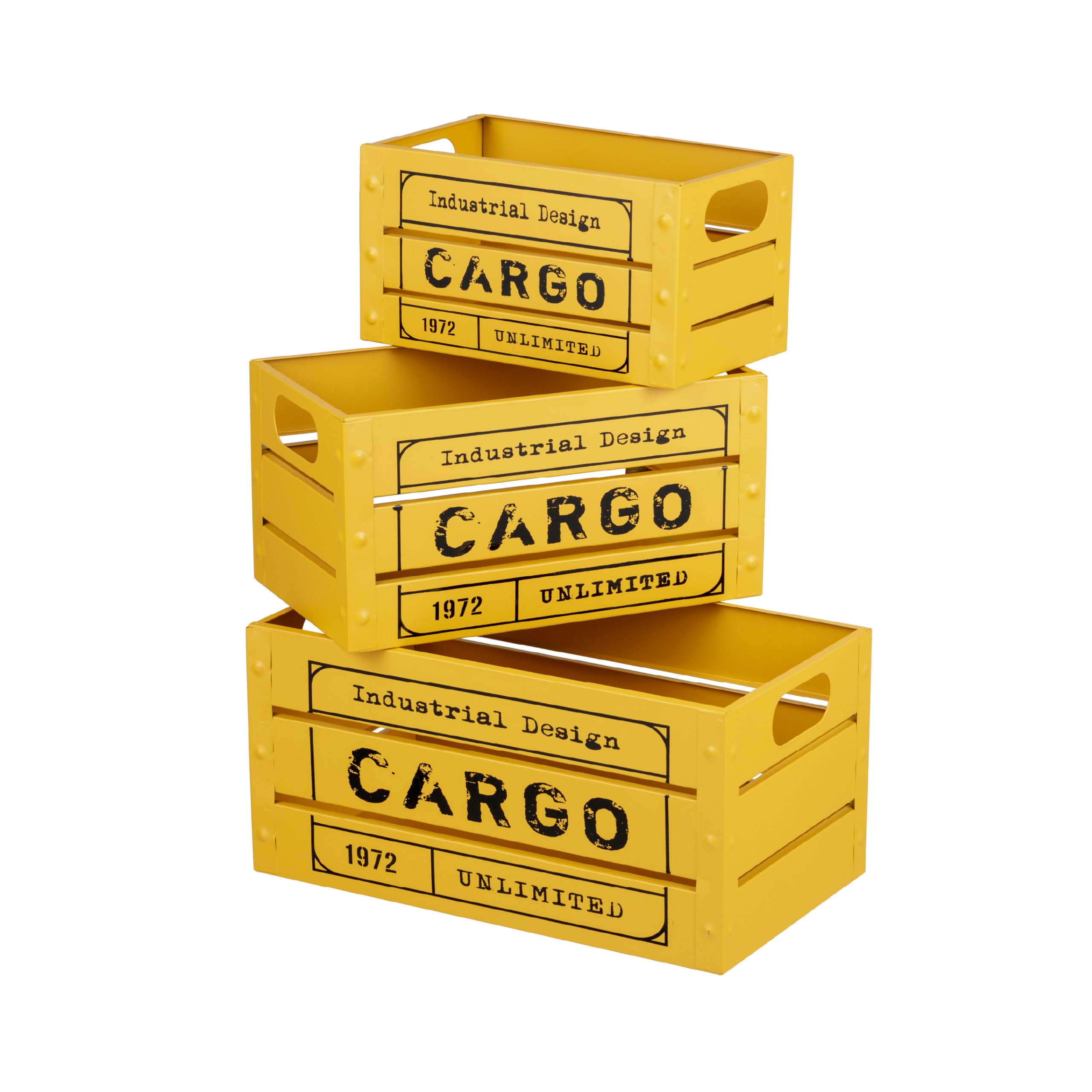 Baroni Home Cargo set 3 cassette metallo quadrate mattone