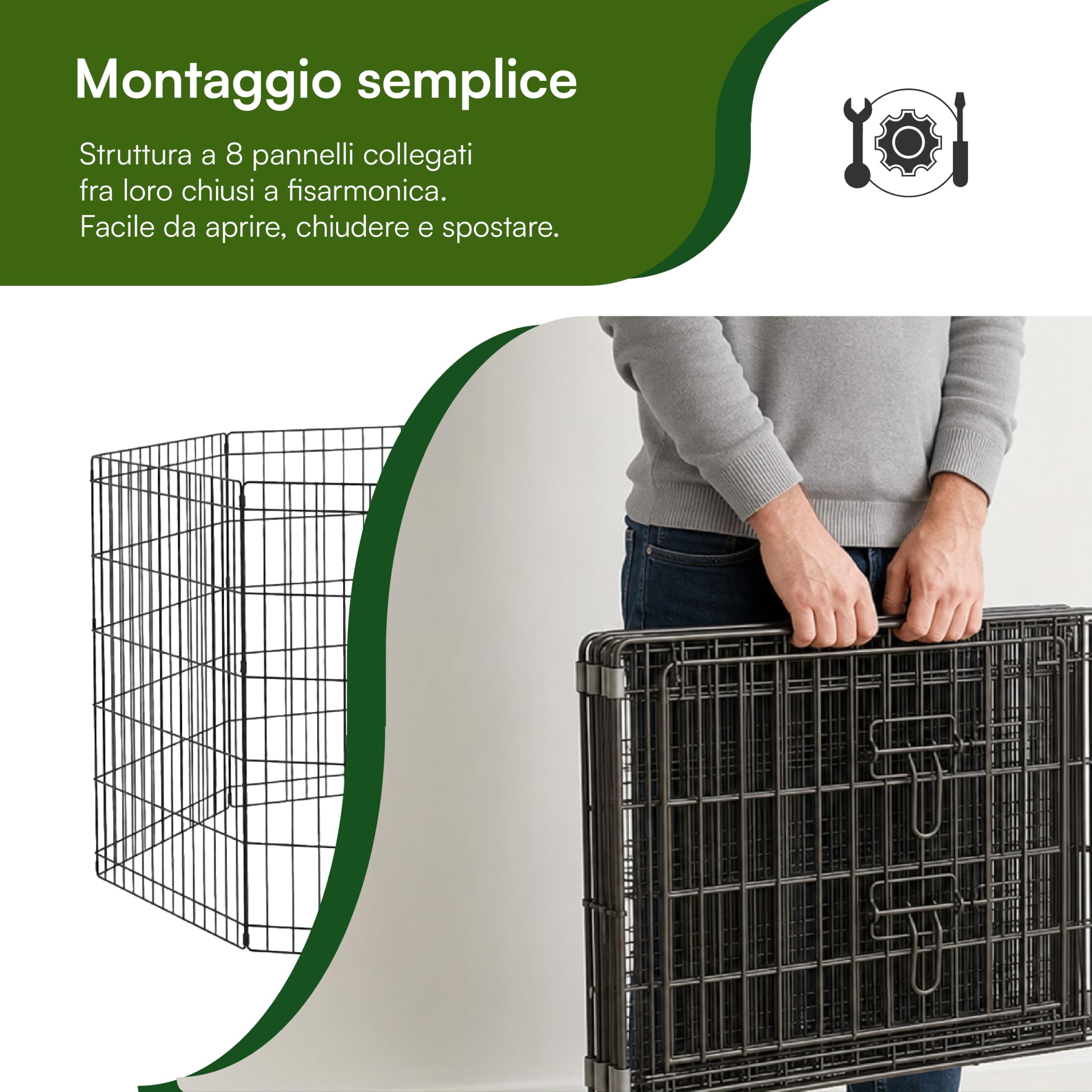 Baroni Home Recinto Cani 8 Pannelli Nero 76x60 cm