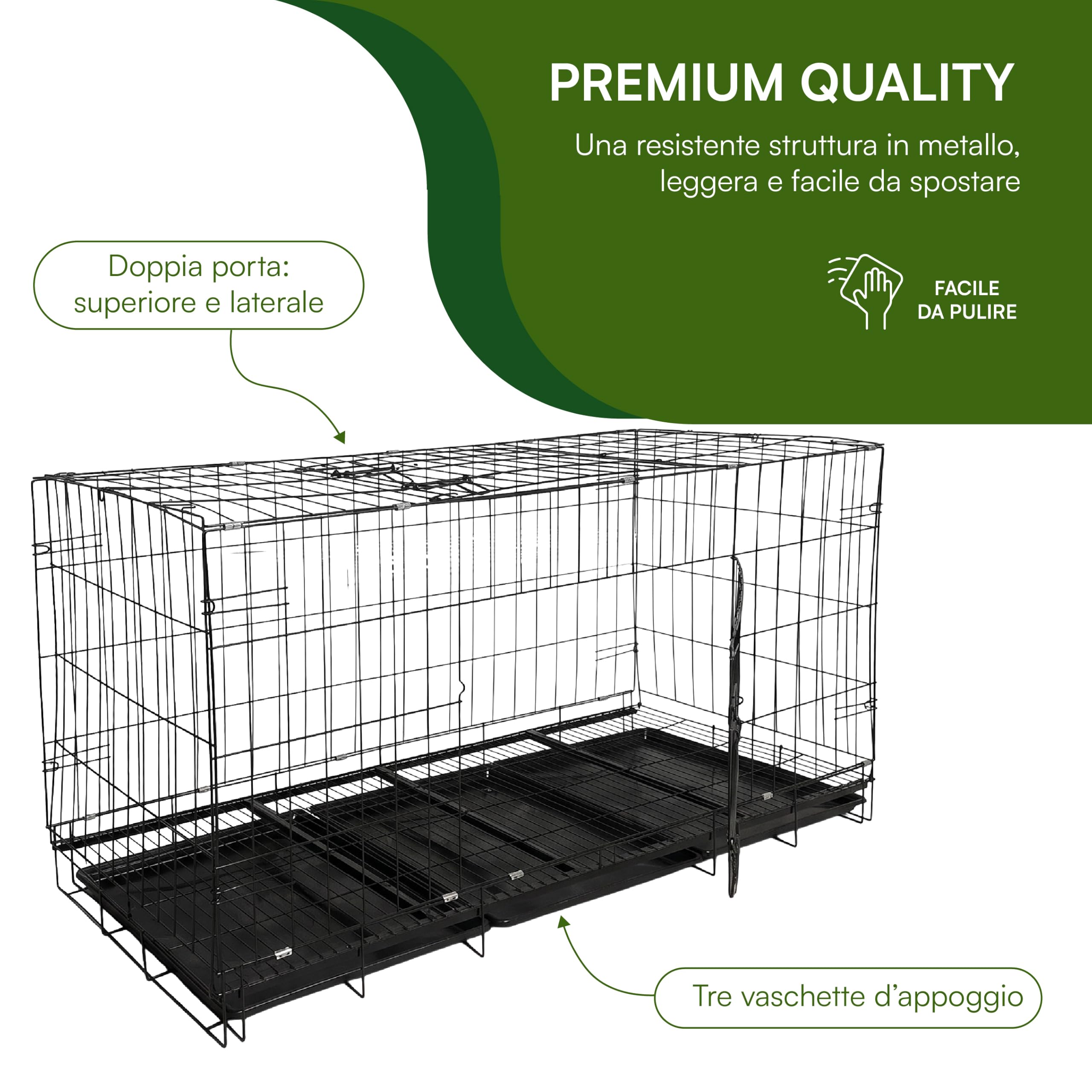 Baroni Home Gabbia Cani Metallo Grande 130x60x70 cm