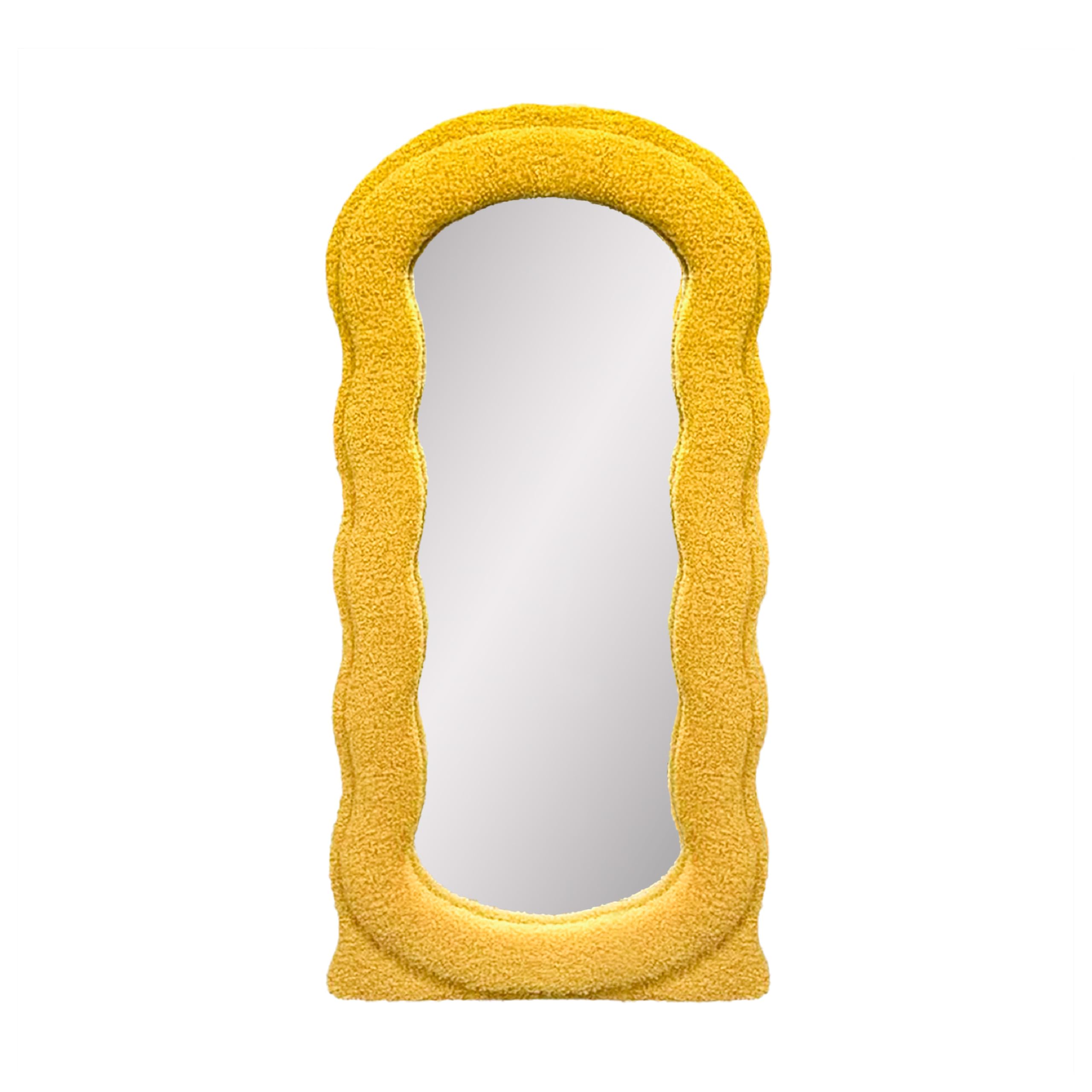 Baroni Home specchio parete bouclé giallo 80x40 cm mezza persona