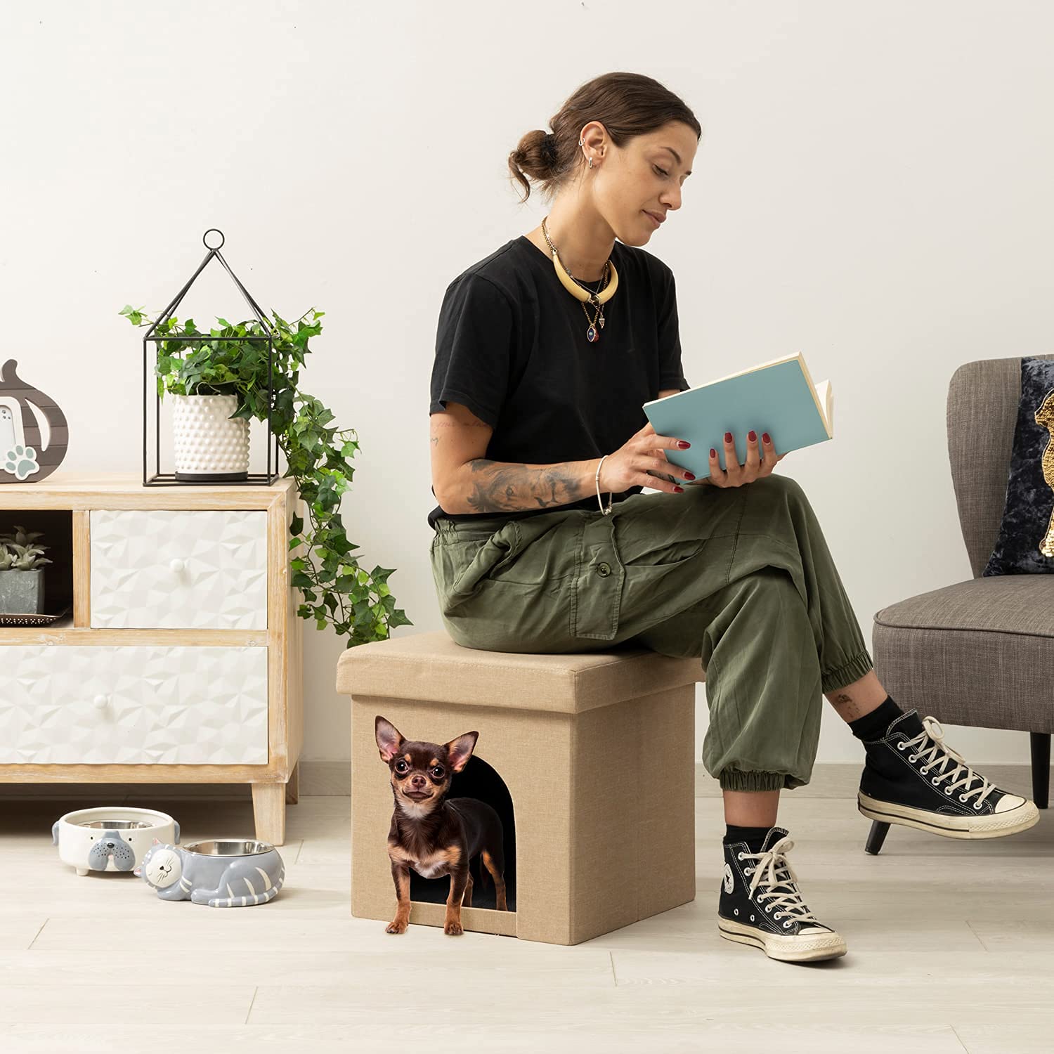 Baroni Home cuccia cane gatto tortora 38x38 cm pieghevole