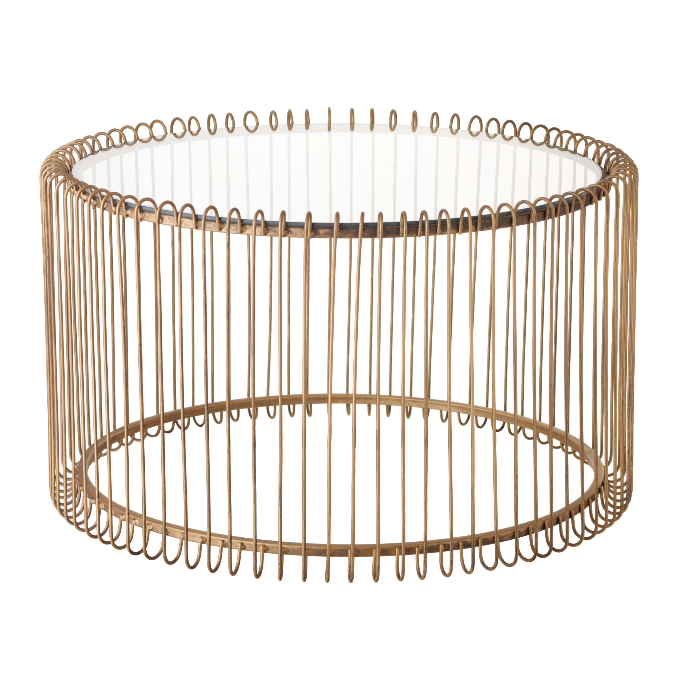 Baroni Home Tavolo da Fumo Cilindrico tavolino vetro oro 35,5x60 cm
