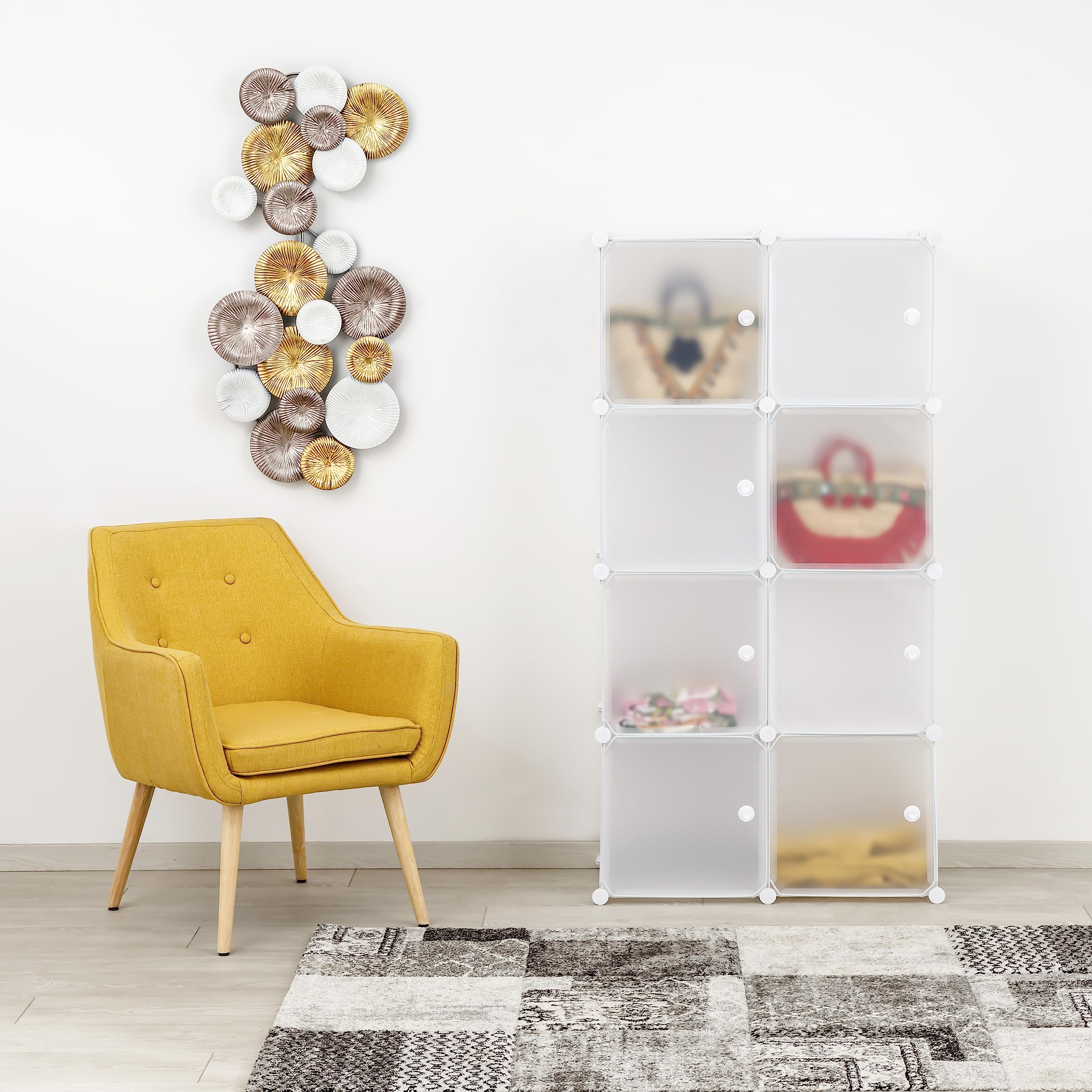 Baroni Home Mobile Componibile Bianco 8 Scomparti 75x37x147 cm