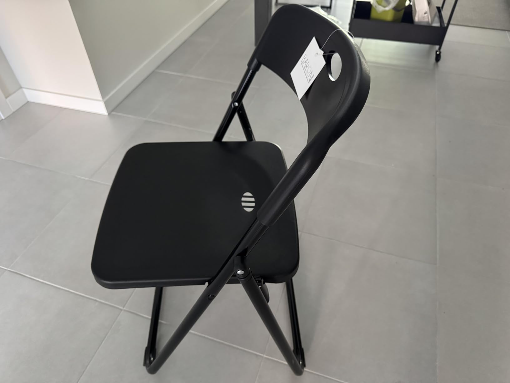 Baroni Home Sedia Pieghevole Acciaio Nera 74x43x49 cm