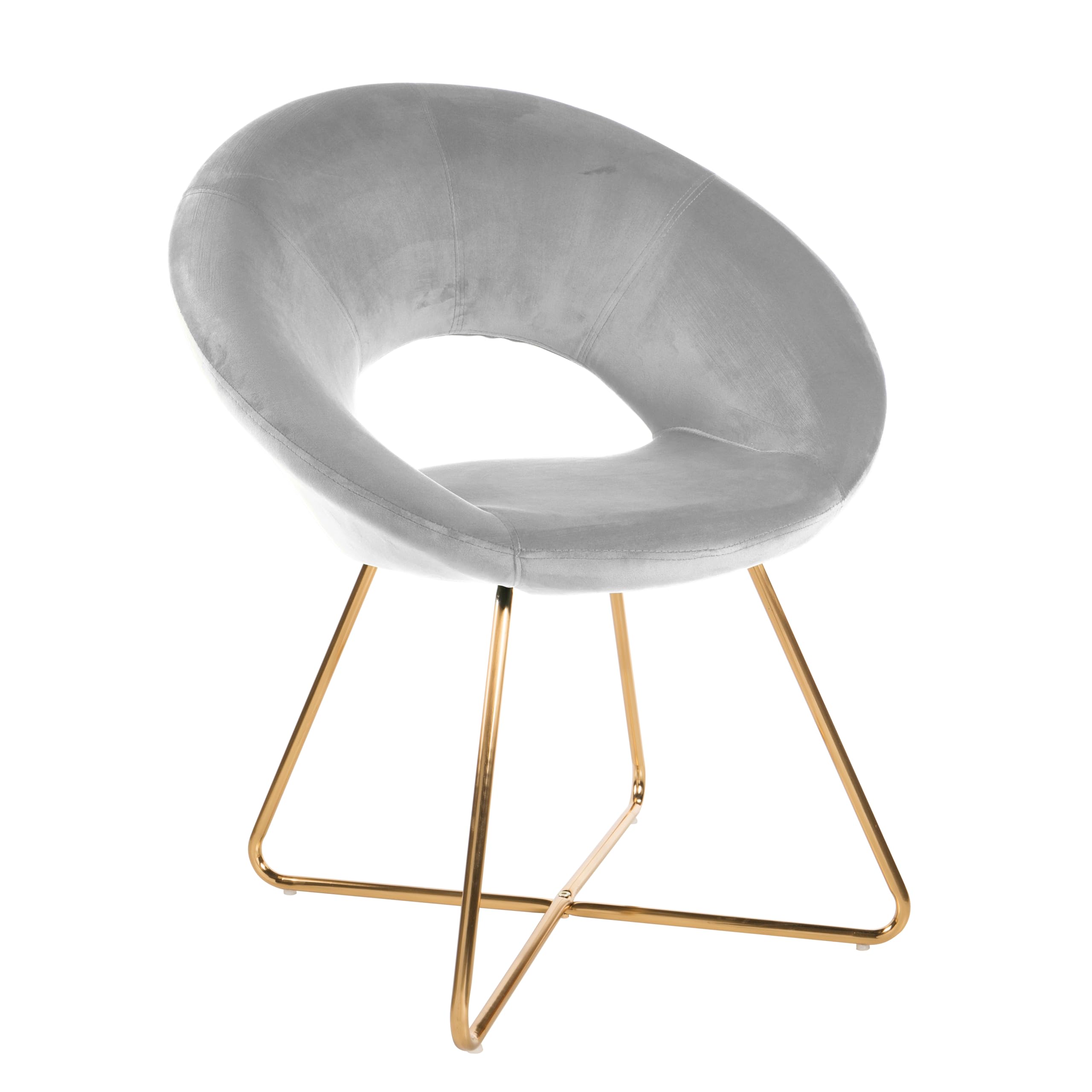 Baroni Home poltrona velluto beige gambe oro 71x59x84 cm