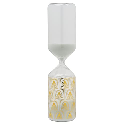 Baroni Home clessidra decorativa bianca oro 6x6x24 cm vetro