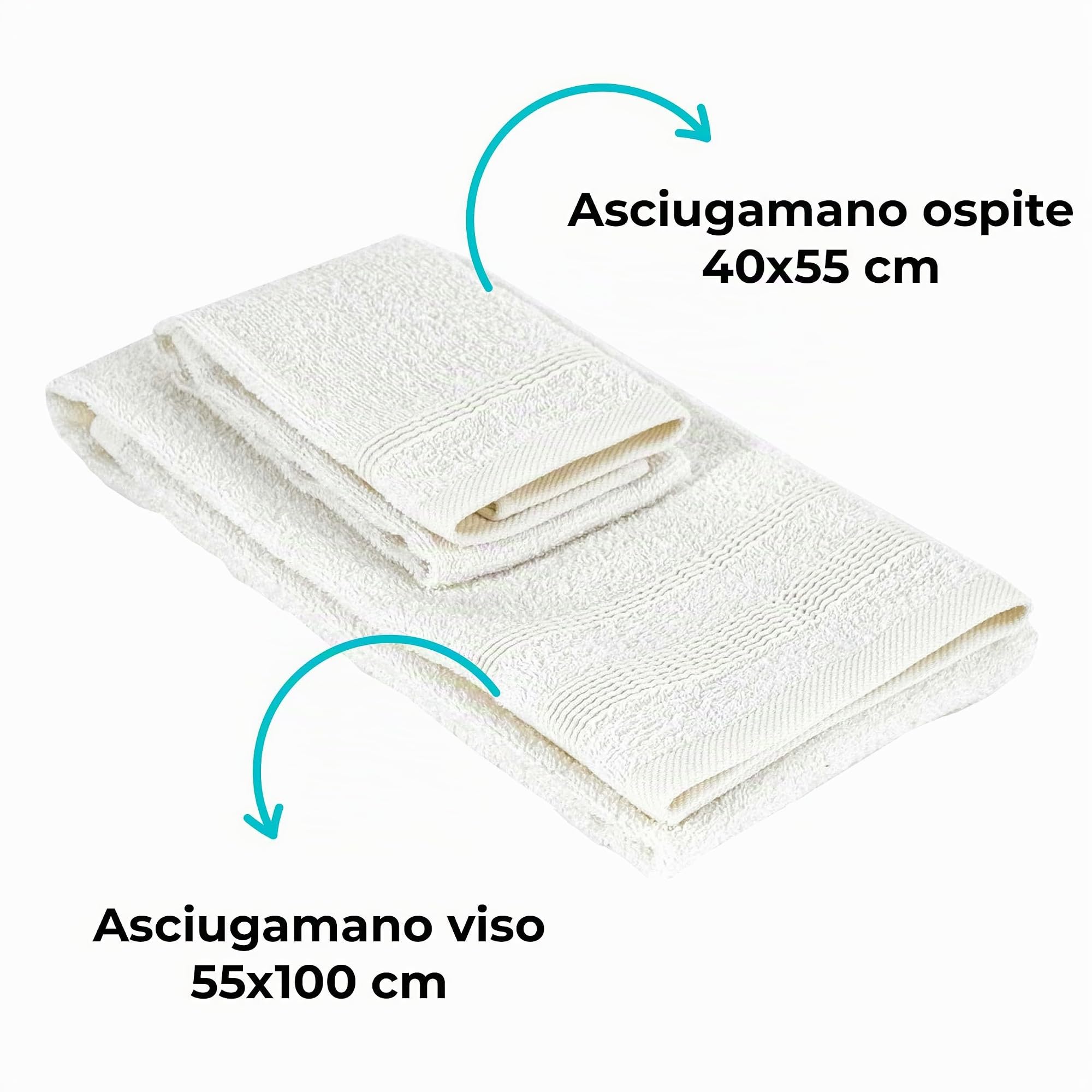 Baroni Home Afrodite set 2 asciugamani bianco 100% cotone