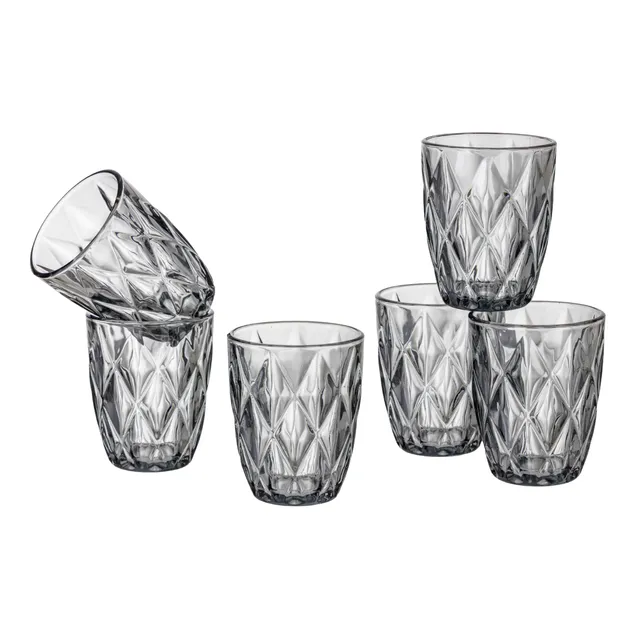 Baroni Home Set 6 Bicchieri Vetro Fumè Diamante 28 CL