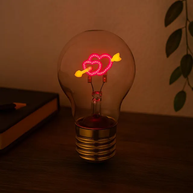 Baroni Home Lampadina Cuori con Freccia lampada tavolo USB