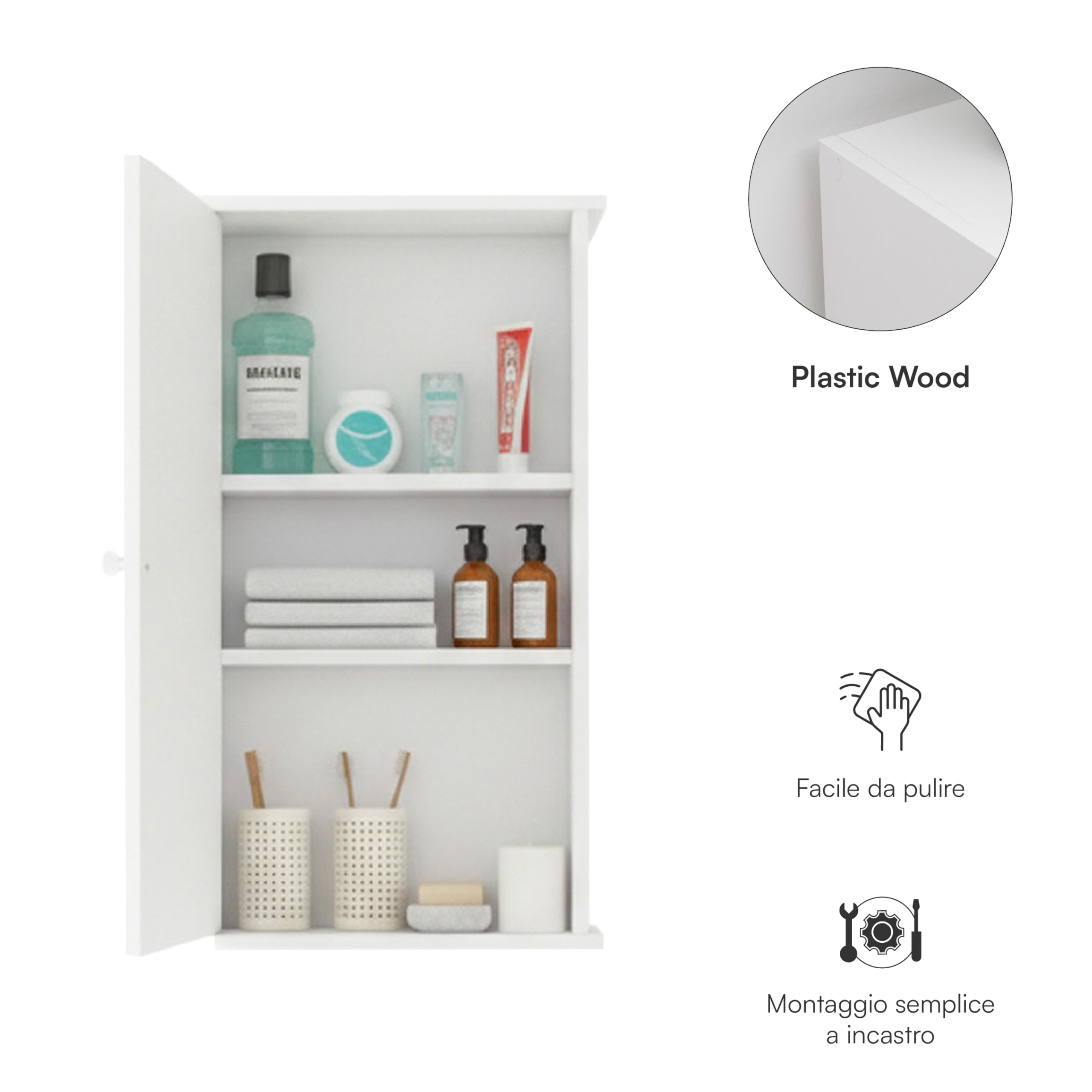 Baroni Home Pensile Bagno Specchio 34x15x53 cm Bianco Salvaspazio