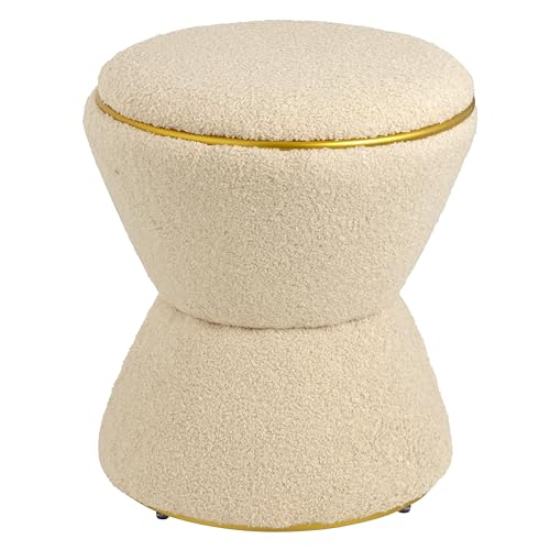Baroni Home Pouf Poggiapiedi Clessidra Sherpa Beige 37x37x43