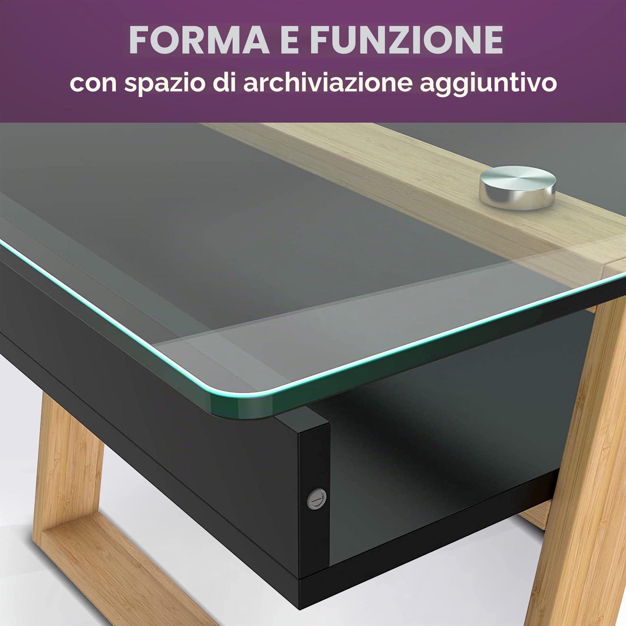 bonVIVO Donatella Scrivania Piccola Bianco H 40 cm Vetro