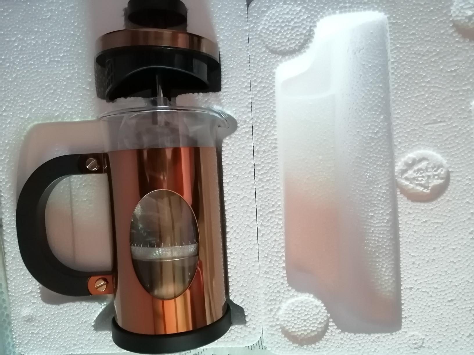bonVIVO French Press Caffettiera Stantuffo Rame 8 Tazze Vetro