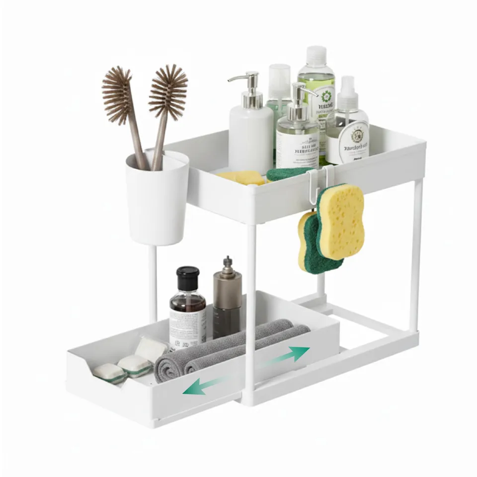 Baroni Home Organizer Sottolavello 2 Livelli Bianco 21x38x36 cm