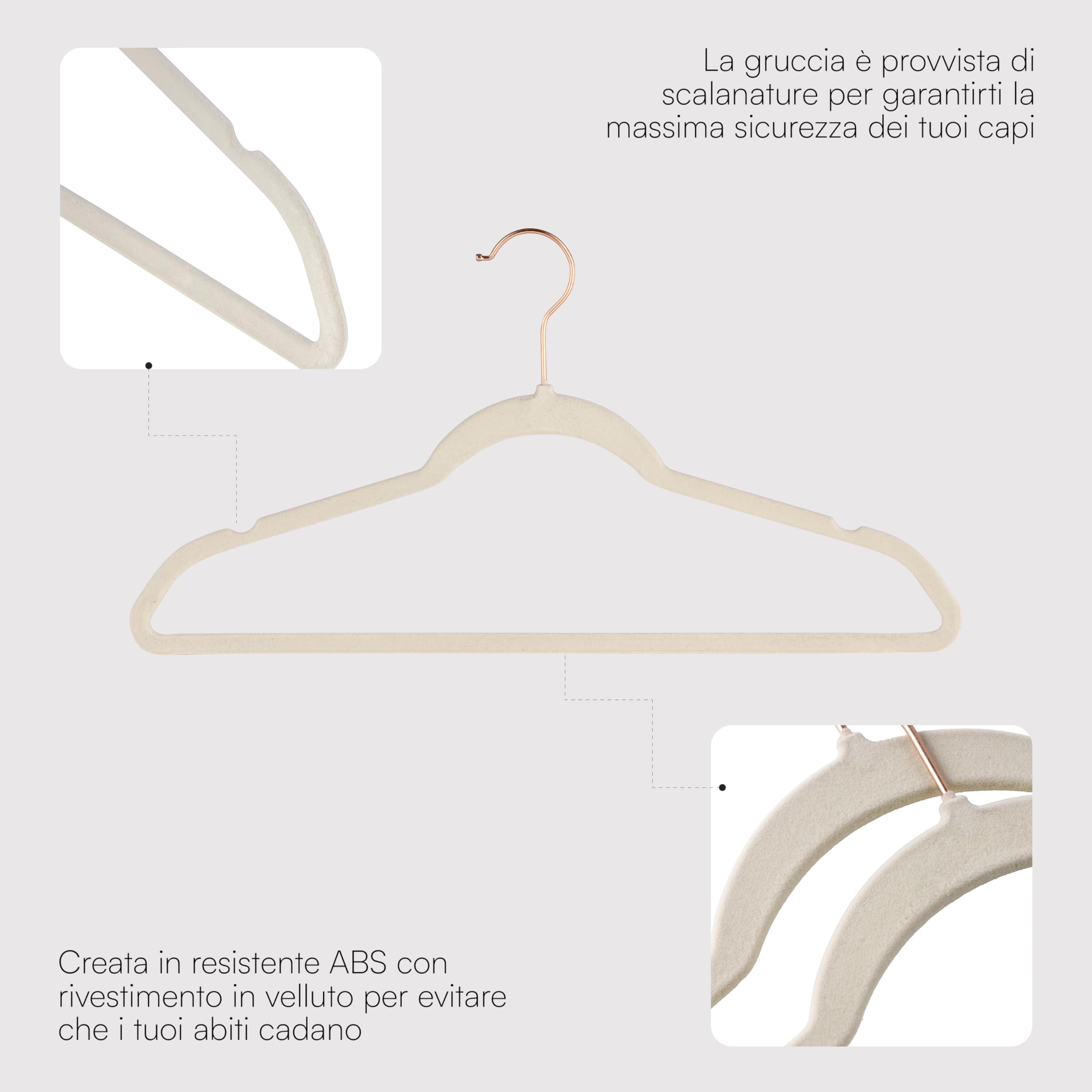 Baroni Home Grucce Velluto Panna 50 Pezzi 44,5 cm antiscivolo