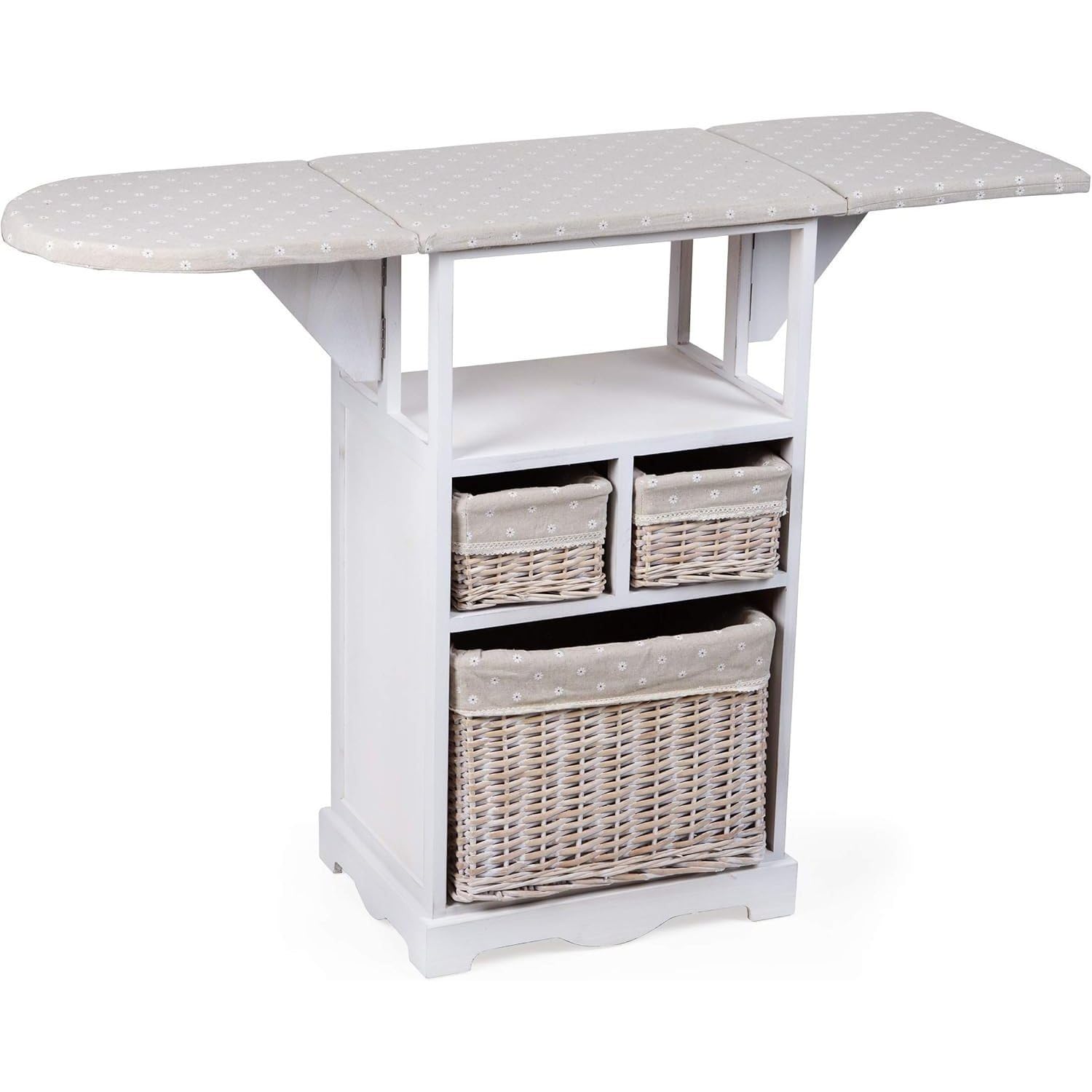 Baroni Home Mobile da Stiro Bianco 3 Cesti 54x36x86 cm