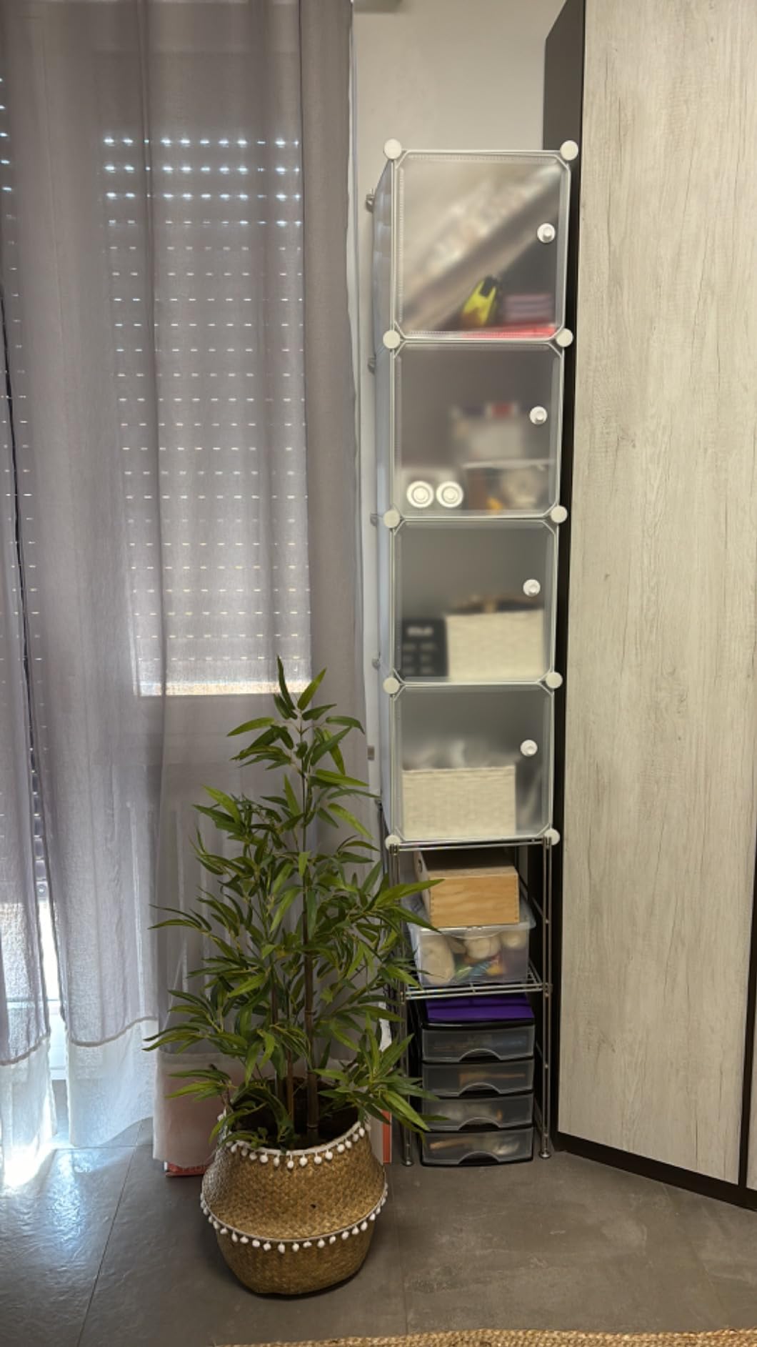 Baroni Home Mobile Componibile Bianco 8 Scomparti 75x37x147 cm