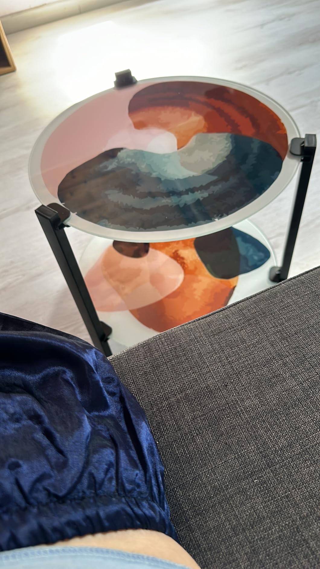Baroni Home tavolino vetro Biliardo 42x42x40 cm soggiorno