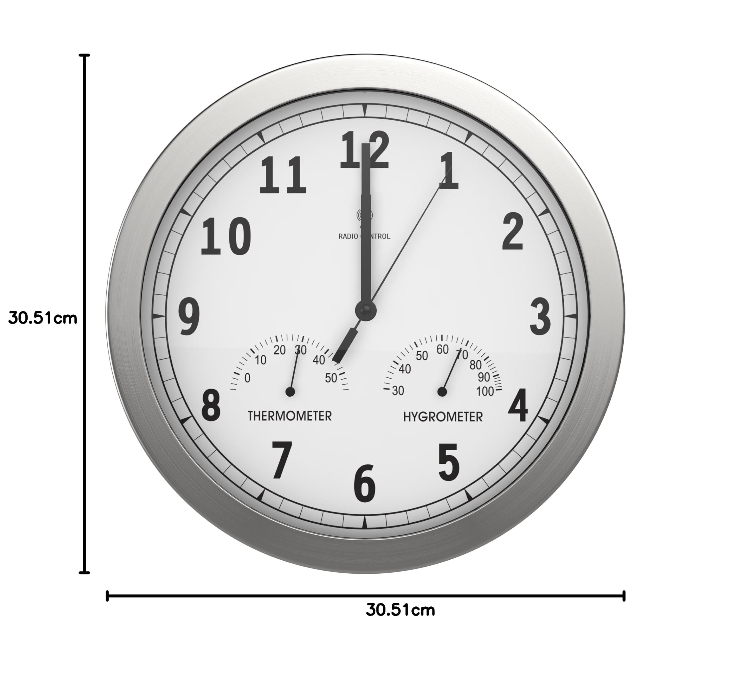 bonVIVO orologio da parete 30 cm radiocontrollato bianco silenzioso