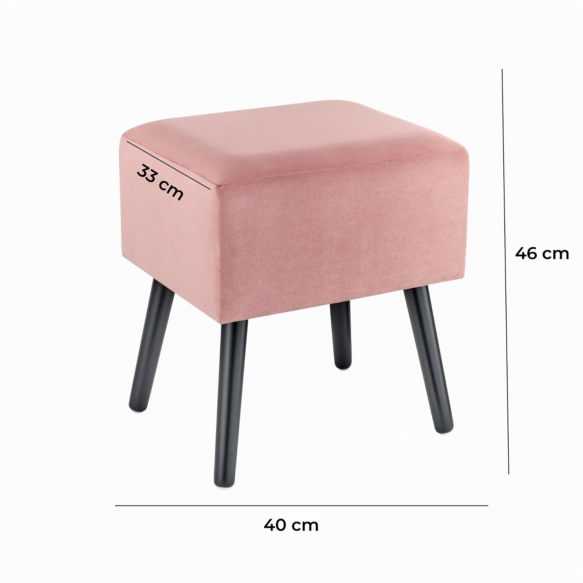 Baroni Home Pouf Velluto Rosa Cipria 40x33x46 cm Imbottito