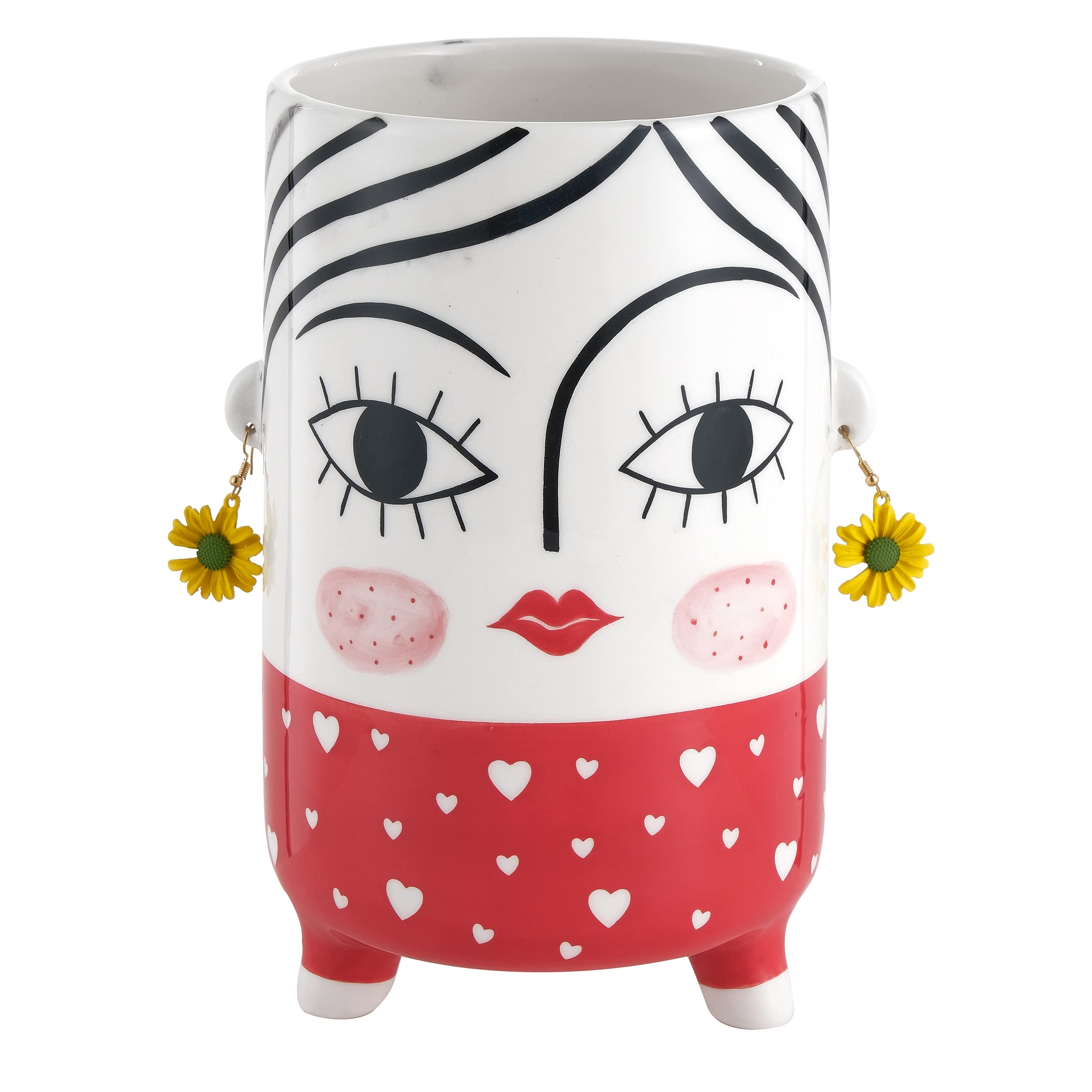 Baroni Home Vaso Pop in Ceramica Sei Manici Dipinto a Mano