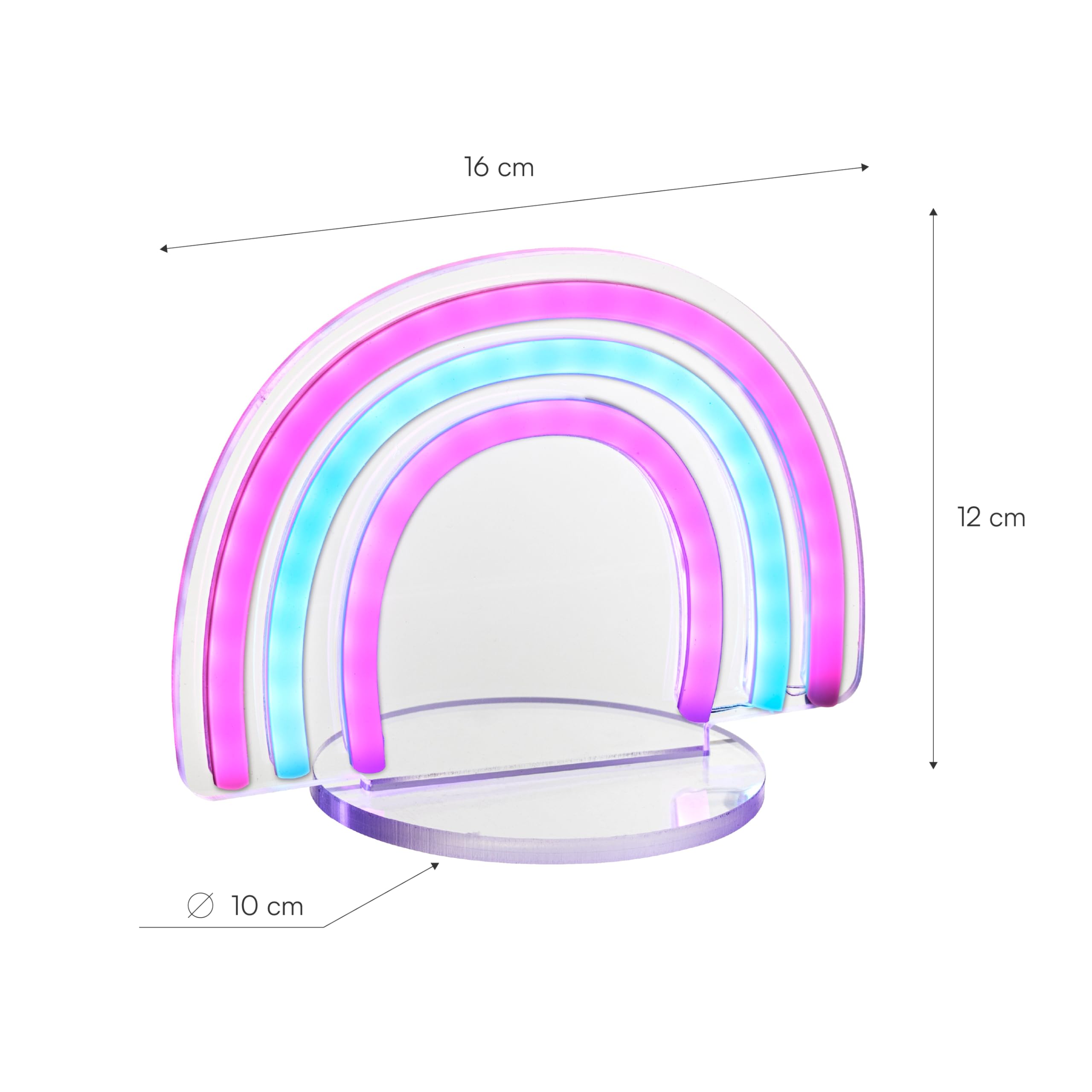 Baroni Home Arcobaleno lampada LED neon rosa celeste USB