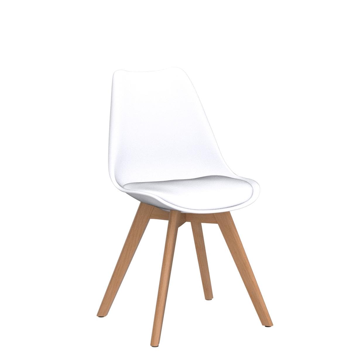 Baroni Home Set 4 Sedie Bianche Gambe Legno 54x46x82 cm