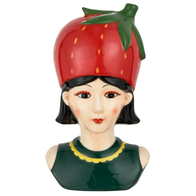 Baroni Home Frutta Vaso ceramica fragola grande 11x9,4x18 cm
