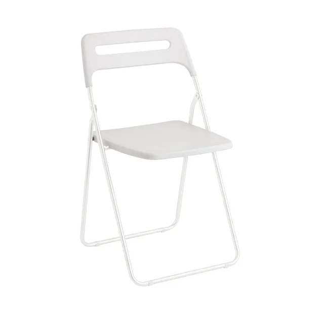 Baroni Home Sedia Pieghevole Bianca 1 Pezzo Acciaio