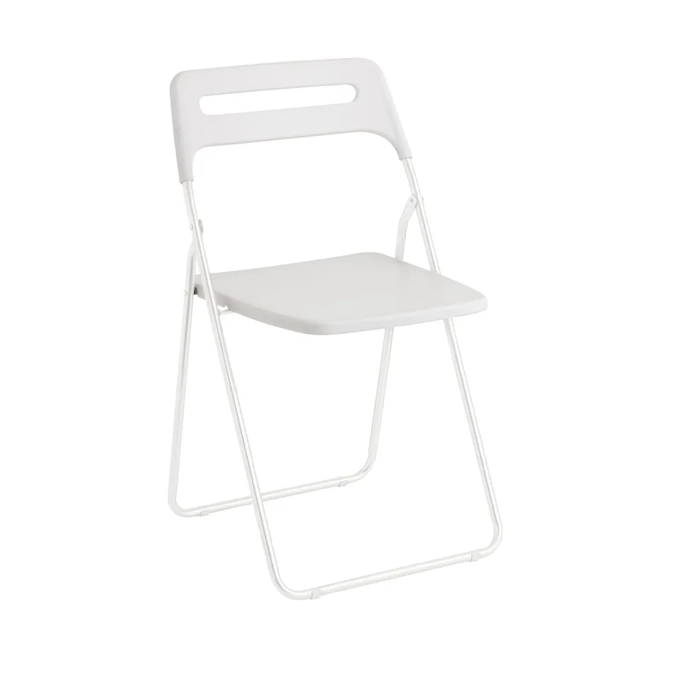 Baroni Home Sedia Pieghevole Bianca 1 Pezzo Acciaio