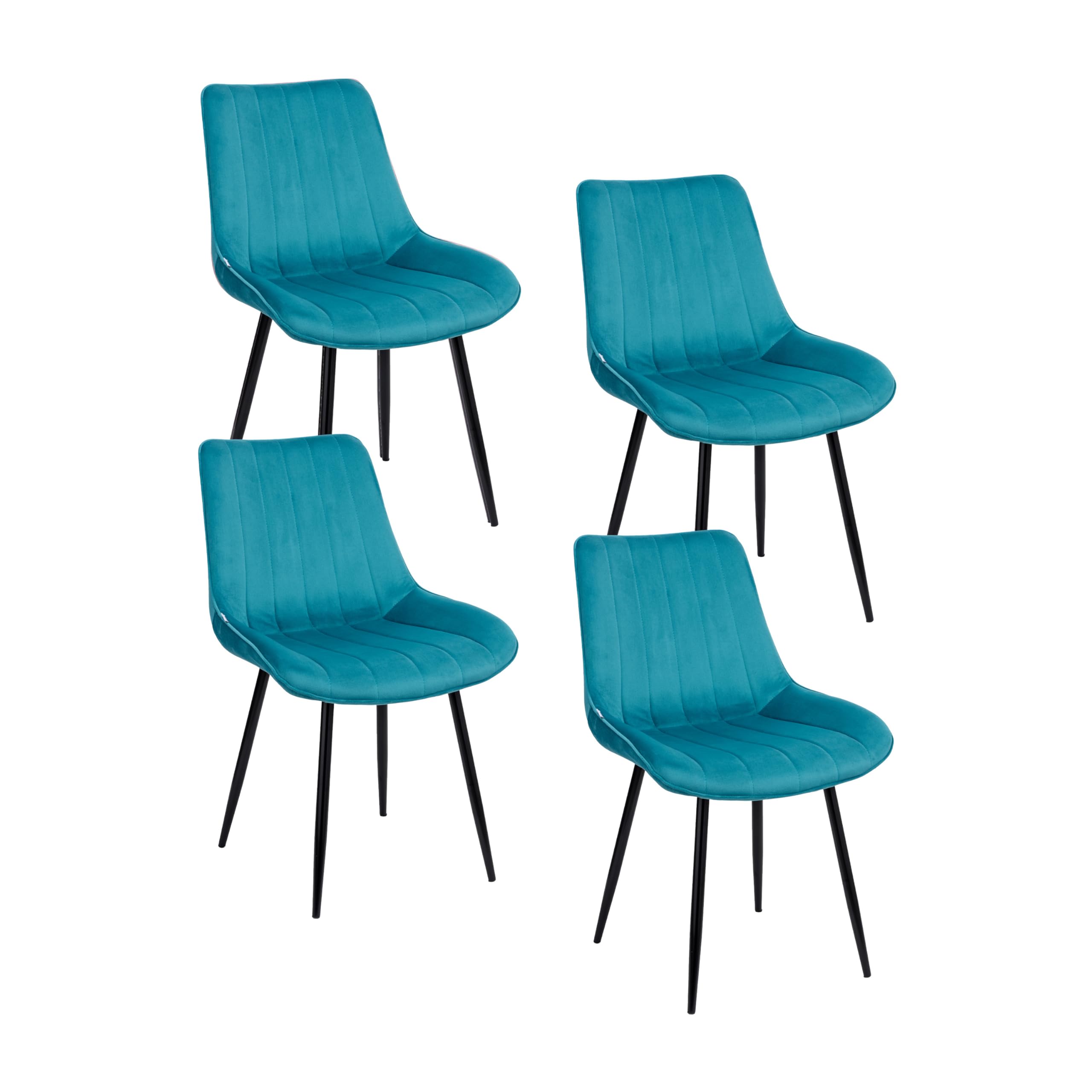 Baroni Home set 4 sedie velluto blu petrolio 53x86 cm