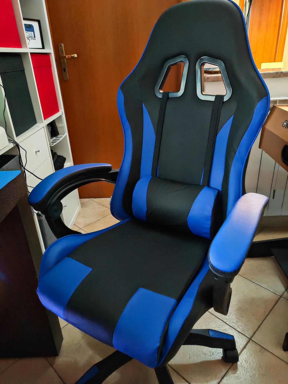 Baroni Home Sedia Gaming Ufficio Blu Ergonomica